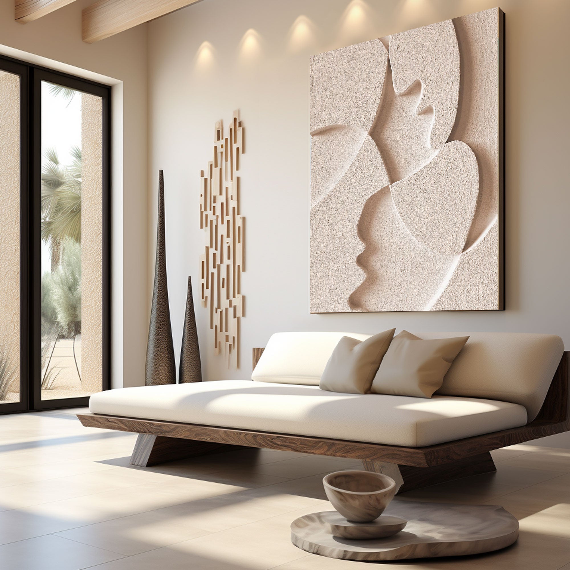 Arte de pared con textura blanca "Flor eterna" 