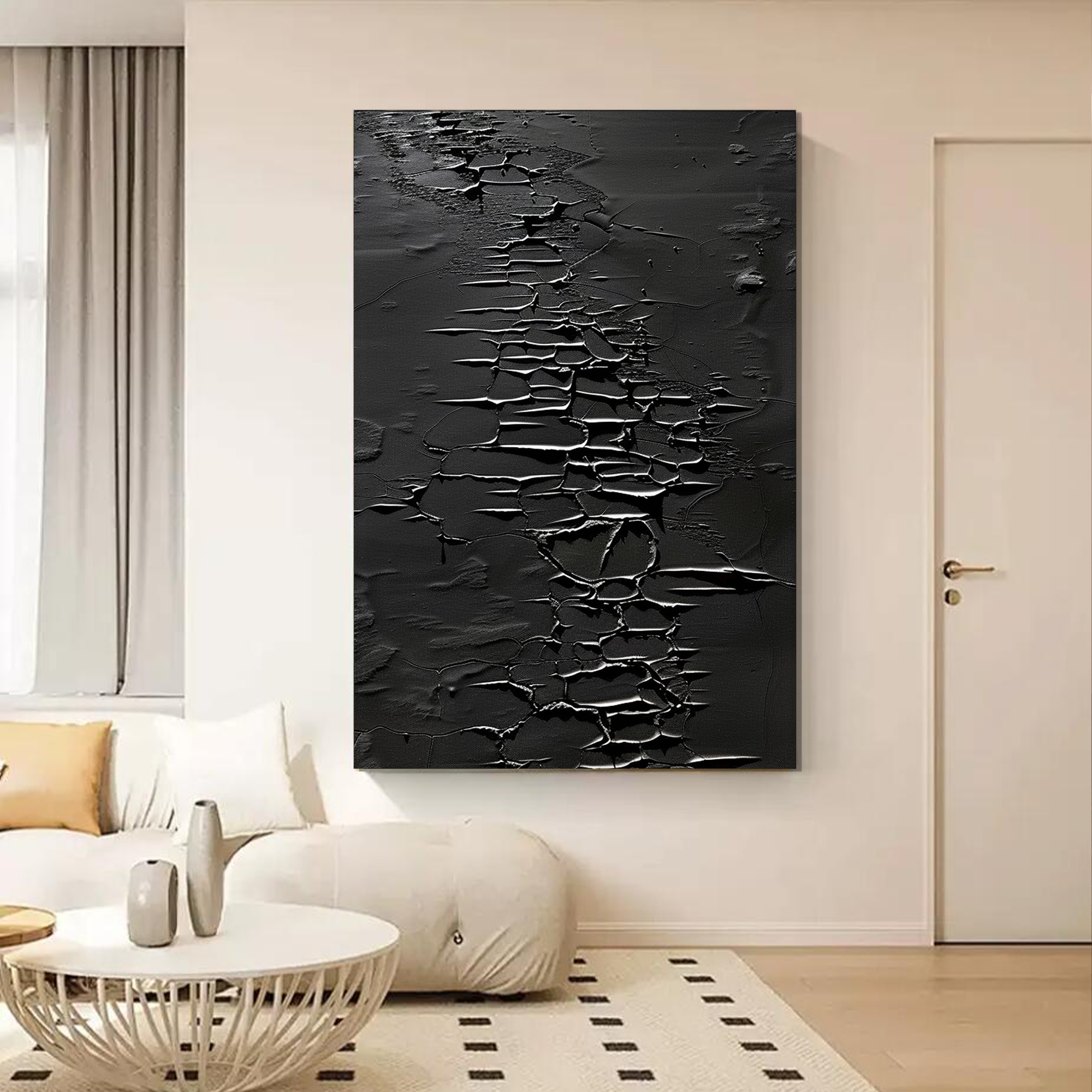Minimalist Plaster Painting "Whispers of the Night"