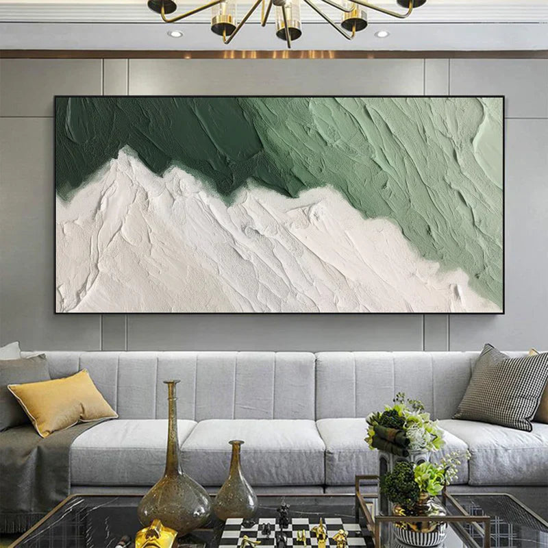 Green Textured Abstract Wall Art "Verdant Edge Flow"