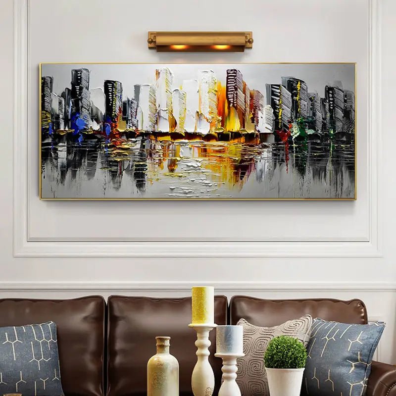 Abstract Cityscape Wall Art "Urban Pulse Reflection" - nukeart