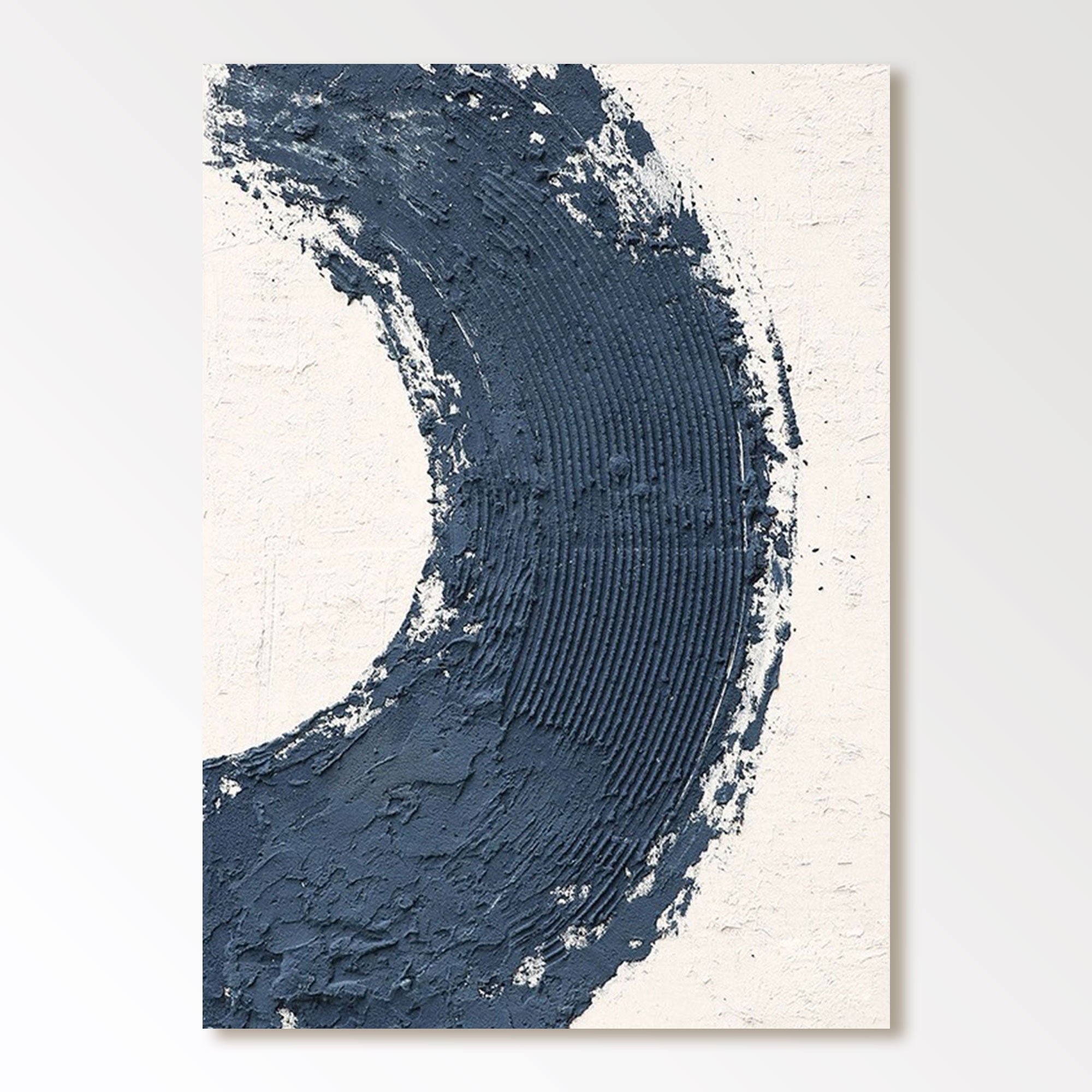 Tableau abstrait bleu texturé "Abyss"