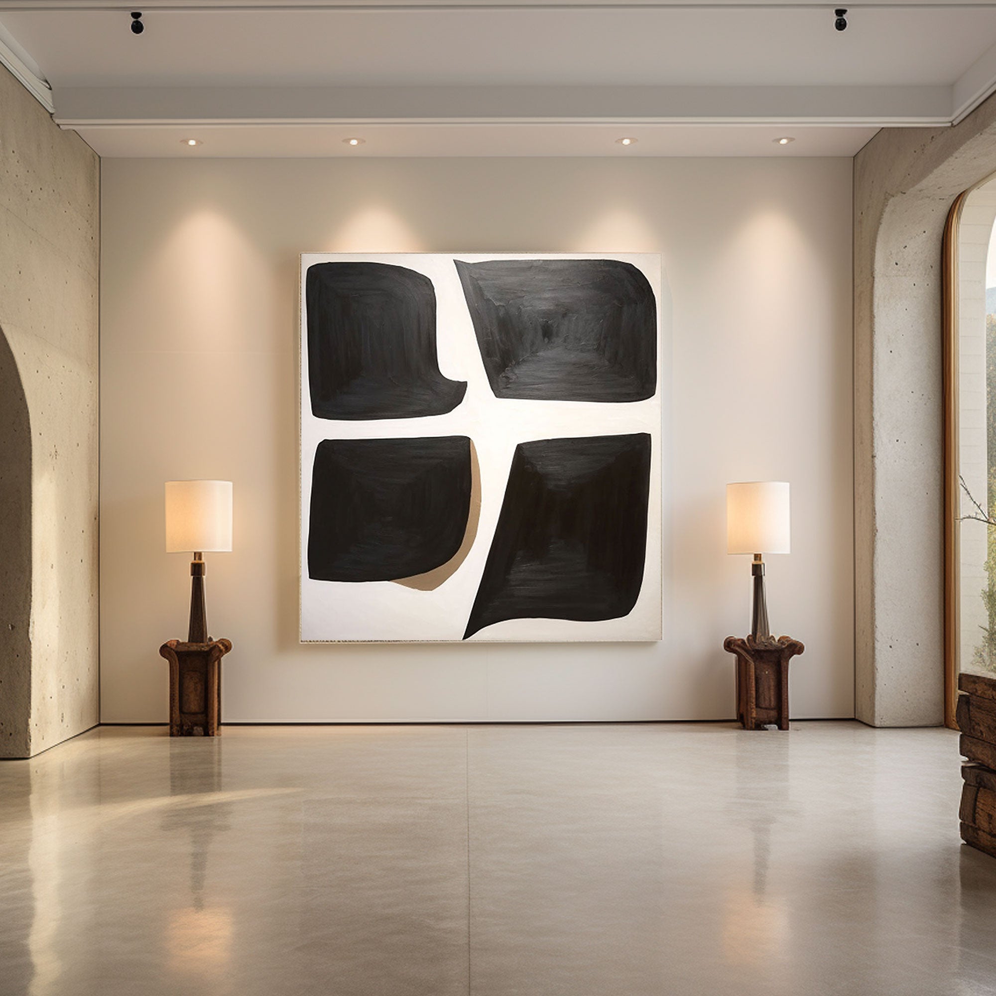 Wabi Sabi Wall Art Peinture moderne abstraite « Échos de forme »