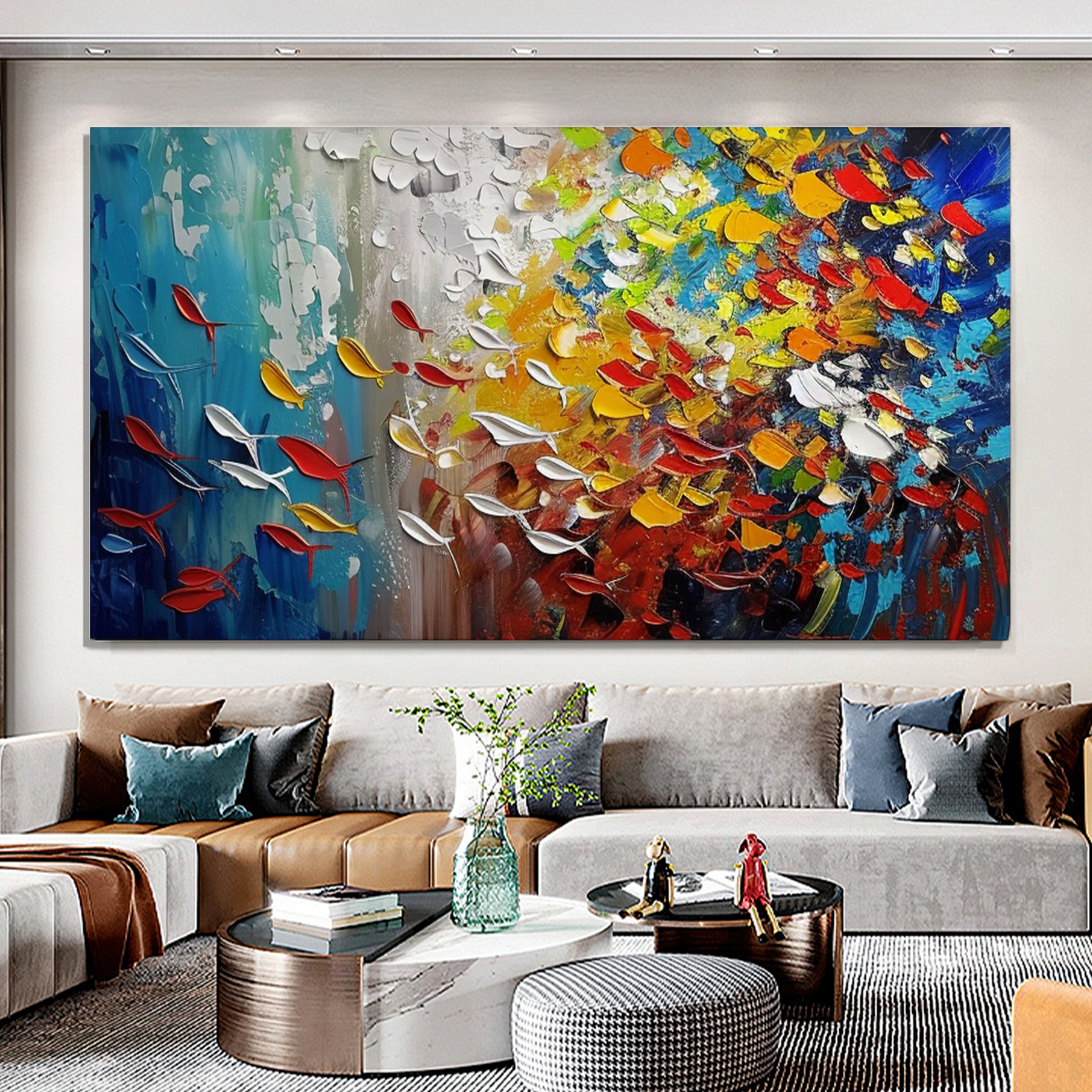 3D Textured Art On Canvas "Colorful Symphony"