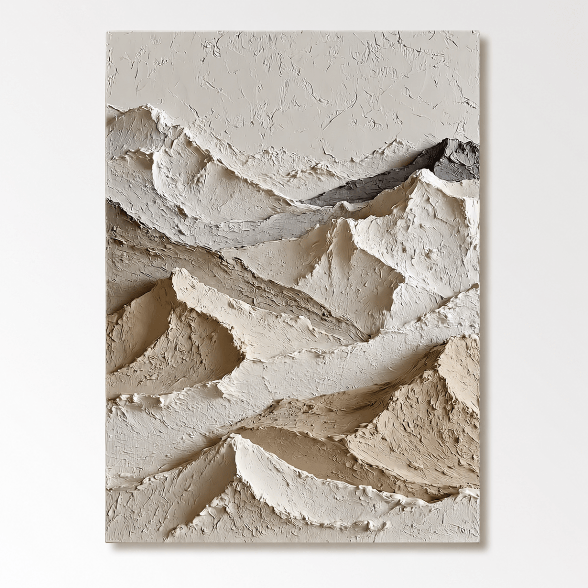 Minimalist Mountain Wall Art “Ivory Ridge Silence” - nukeart