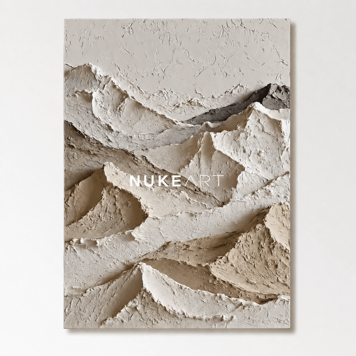 Minimalist Mountain Wall Art “Ivory Ridge Silence” - nukeart