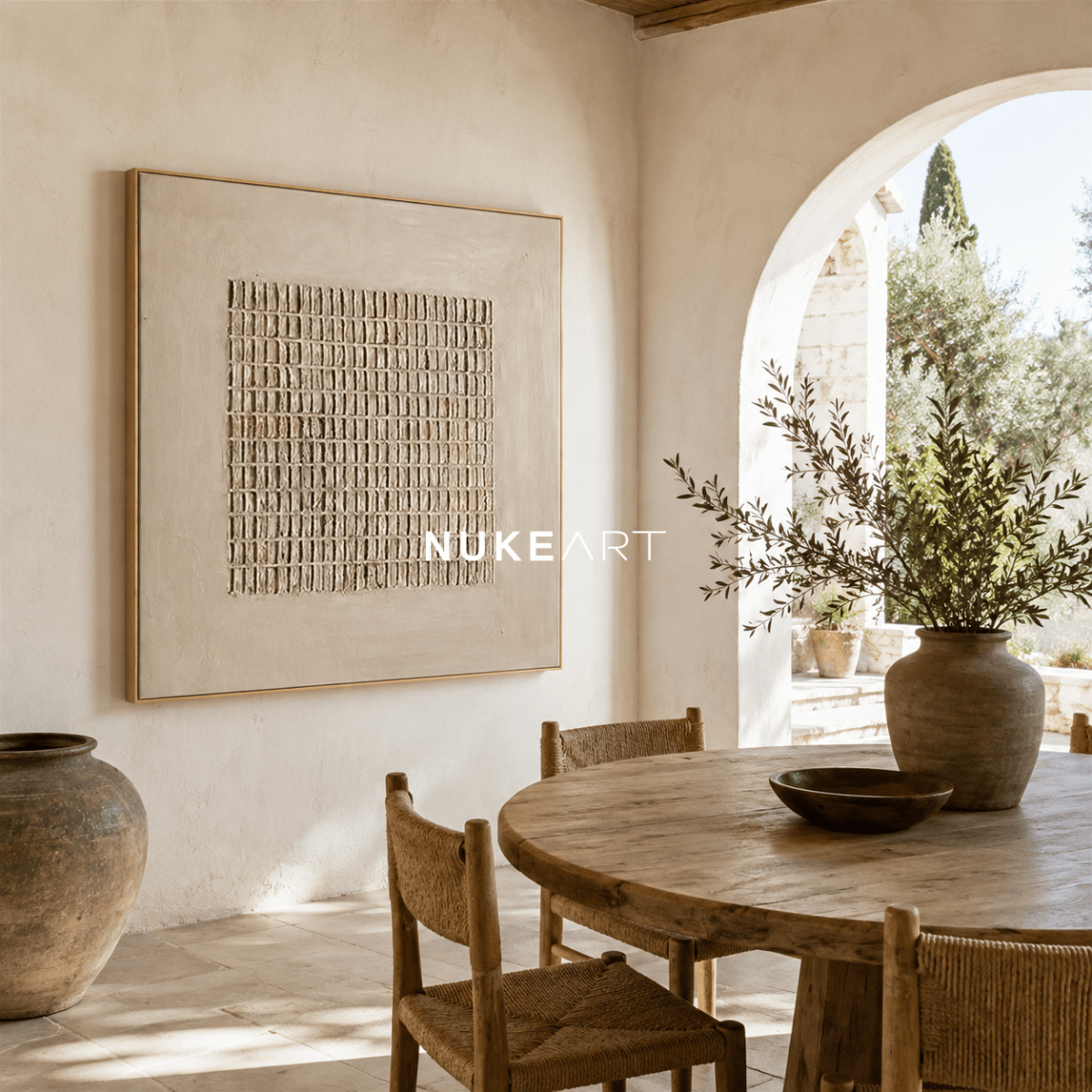 Minimalist Plaster Wall Art "Silent Grid" - nukeart