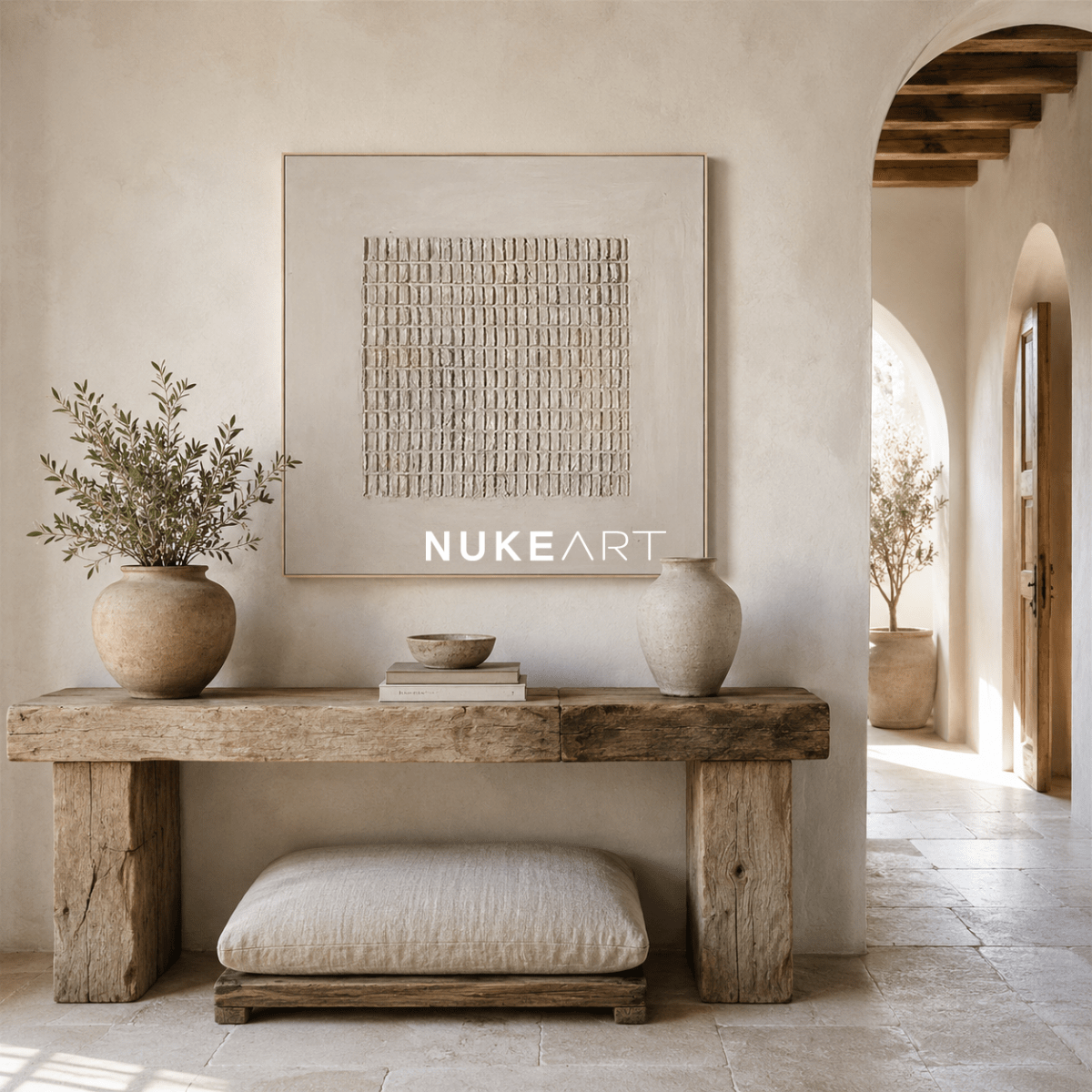 Minimalist Plaster Wall Art "Silent Grid" - nukeart