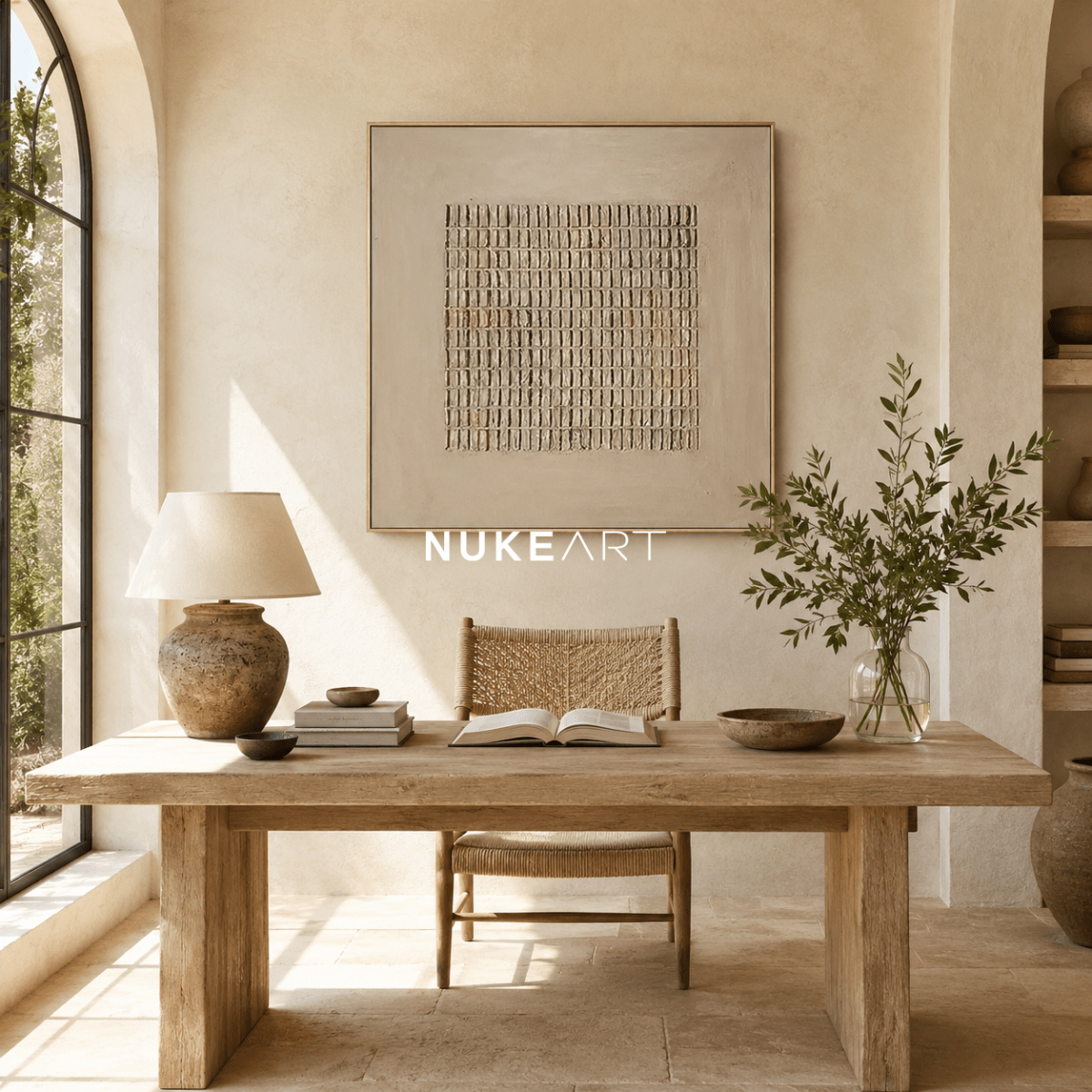 Minimalist Plaster Wall Art "Silent Grid" - nukeart