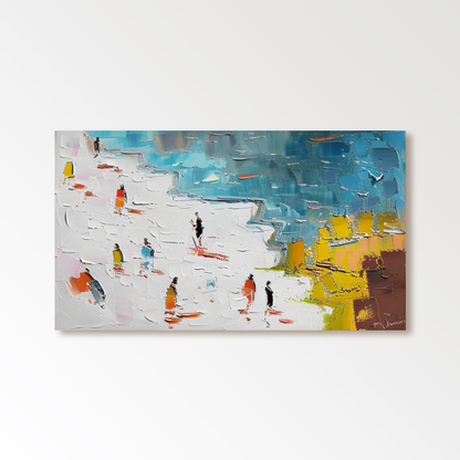 3D Textured Colorful Abstract Art Painting "Stroll by the Sea"
