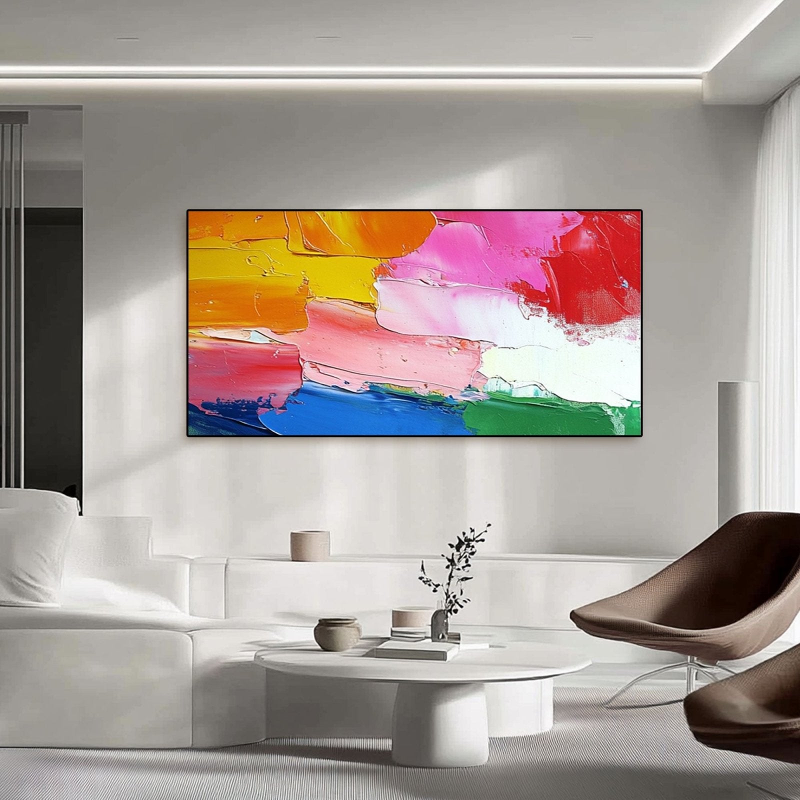 Abstract Colorful Painting "Coucher du Soleil Arc - en - Ciel" - nukeart