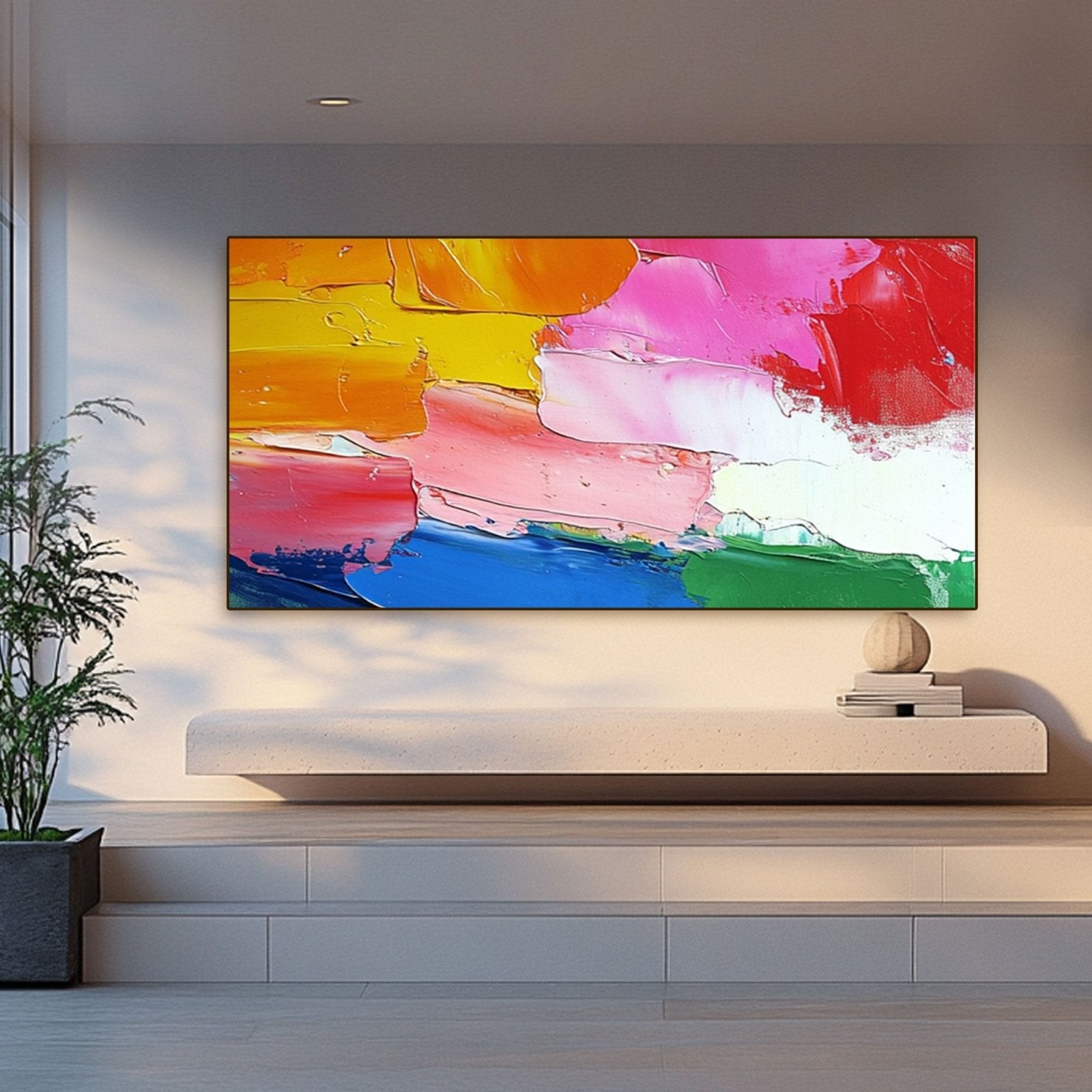 Abstract Colorful Painting "Coucher du Soleil Arc - en - Ciel" - nukeart