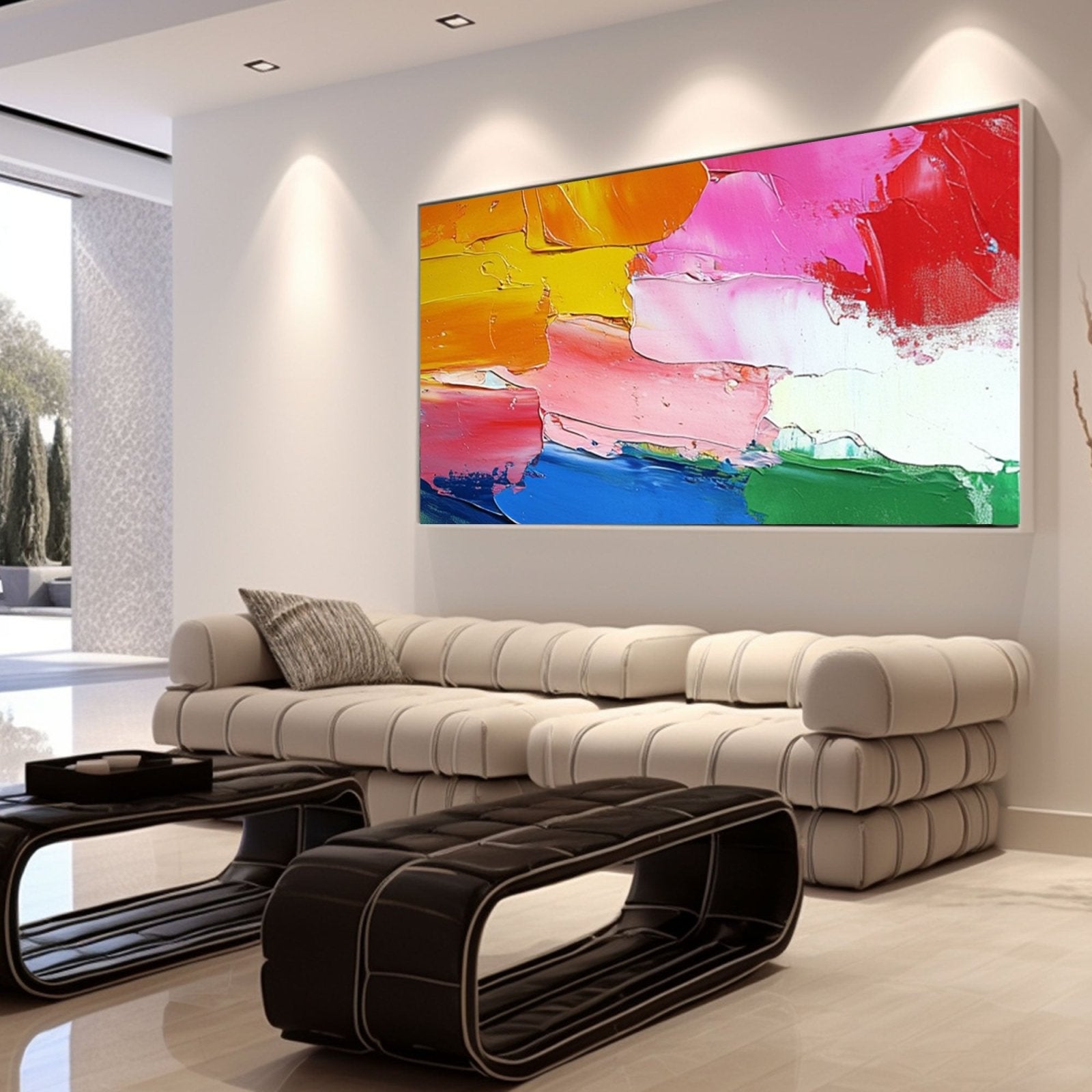 Abstract Colorful Painting "Coucher du Soleil Arc - en - Ciel" - nukeart