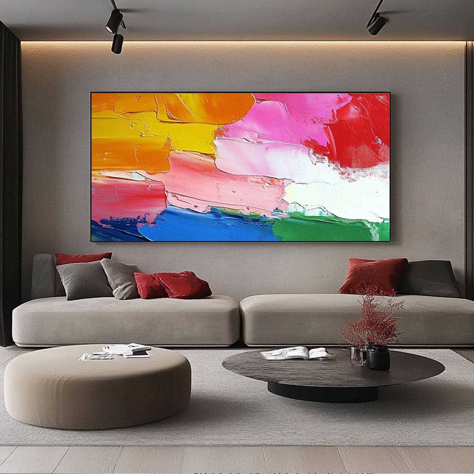 Abstract Colorful Painting "Coucher du Soleil Arc - en - Ciel" - nukeart