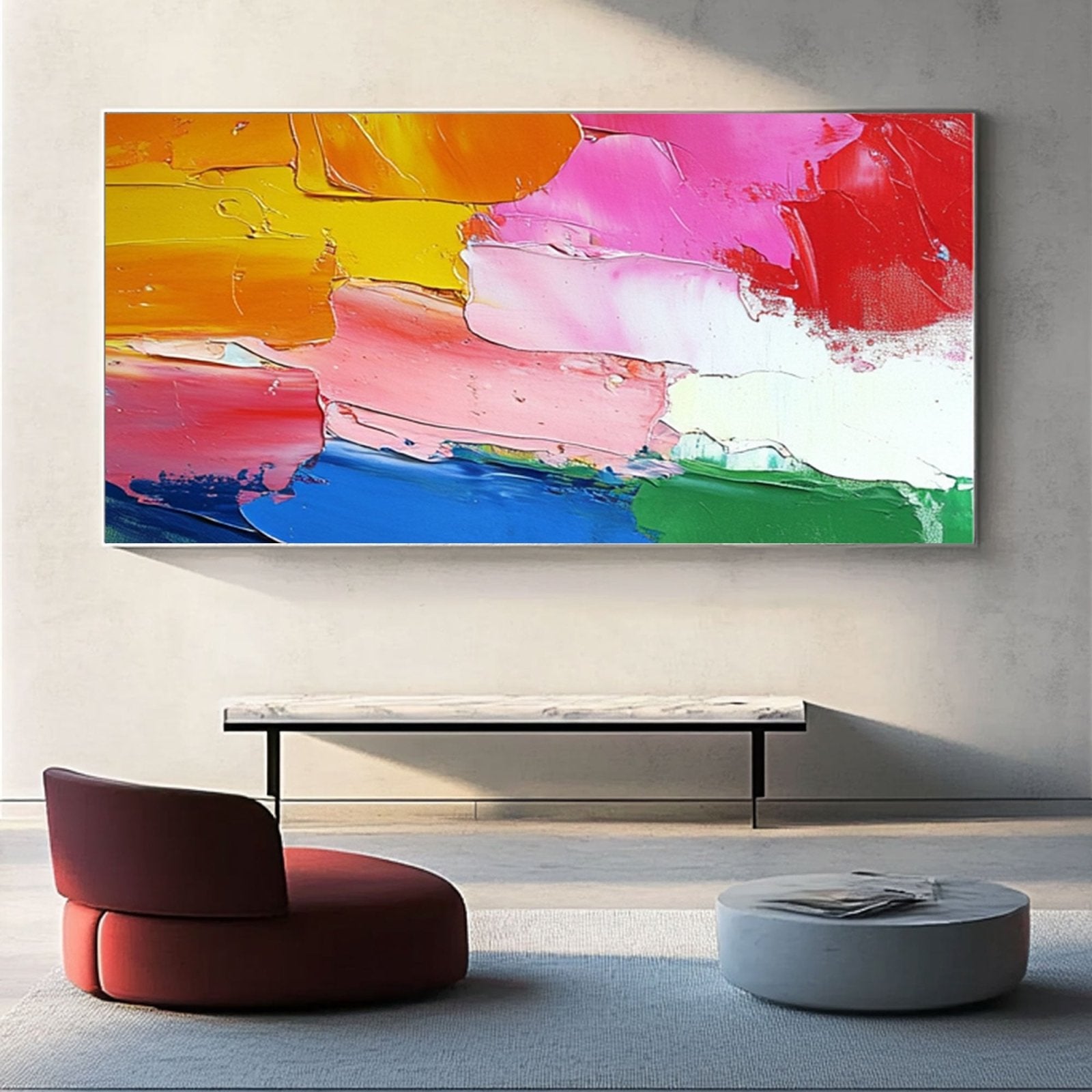 Abstract Colorful Painting "Coucher du Soleil Arc - en - Ciel" - nukeart