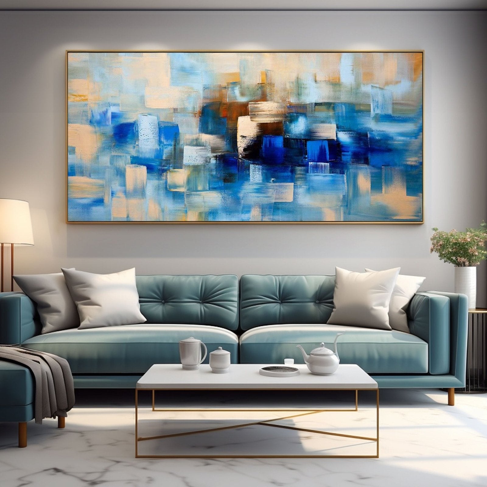 Abstract Plaster Wall Art "Azure" - nukeart