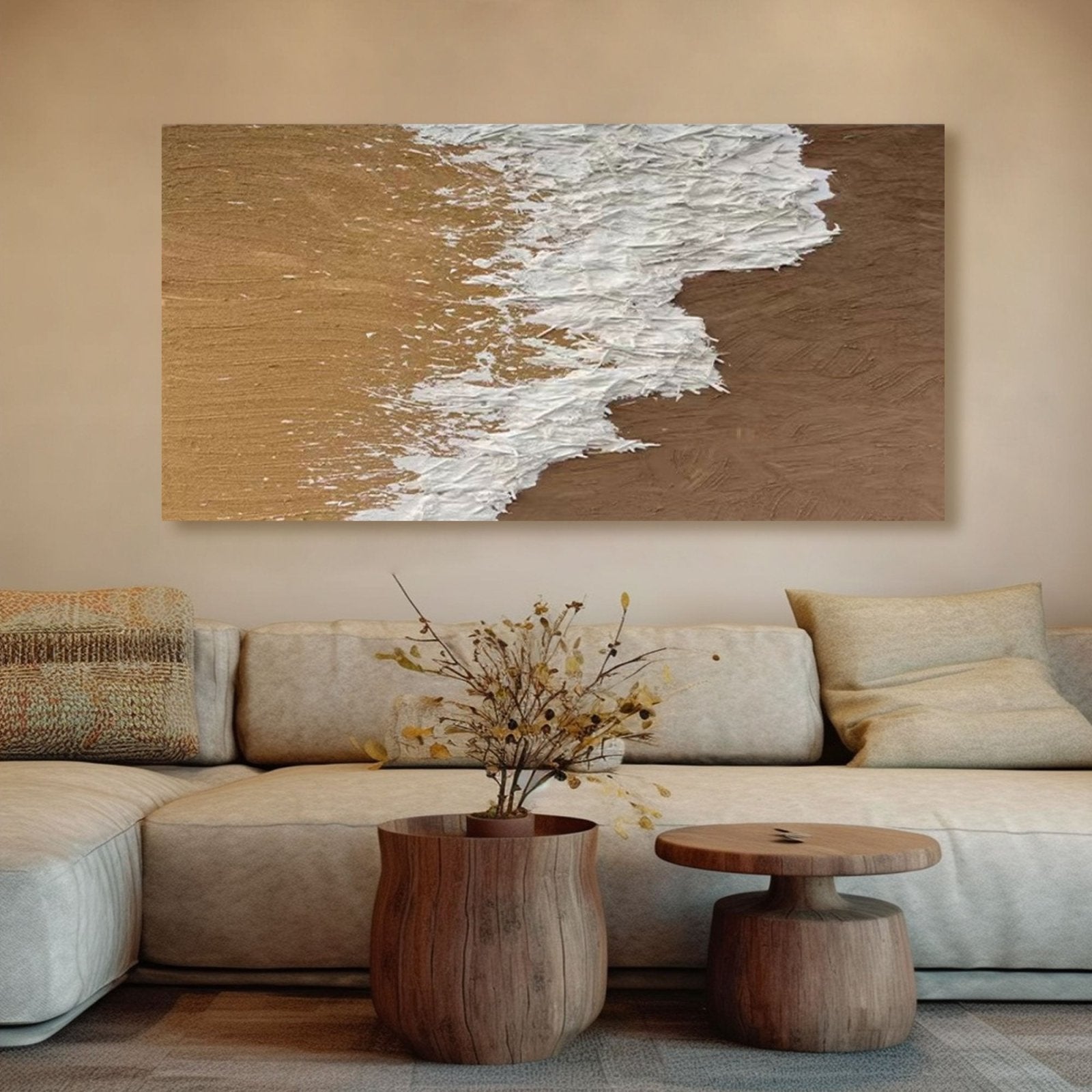 Abstract Plaster Wall Art "Sandy Surge" - nukeart