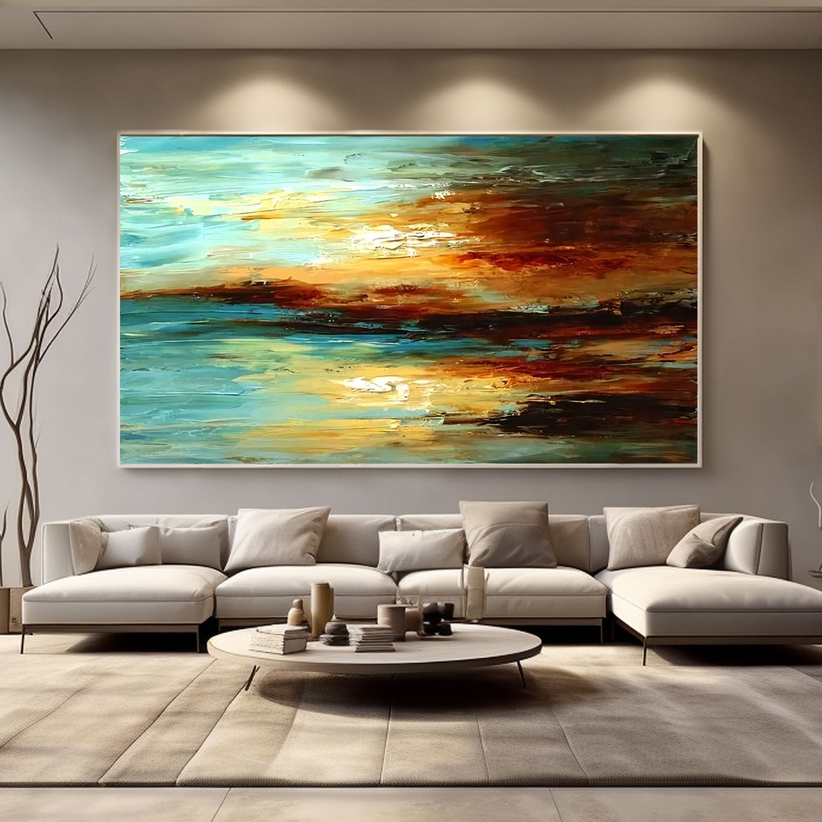 Abstract Plaster Wall Art "Sun - Kissed Horizon" - nukeart