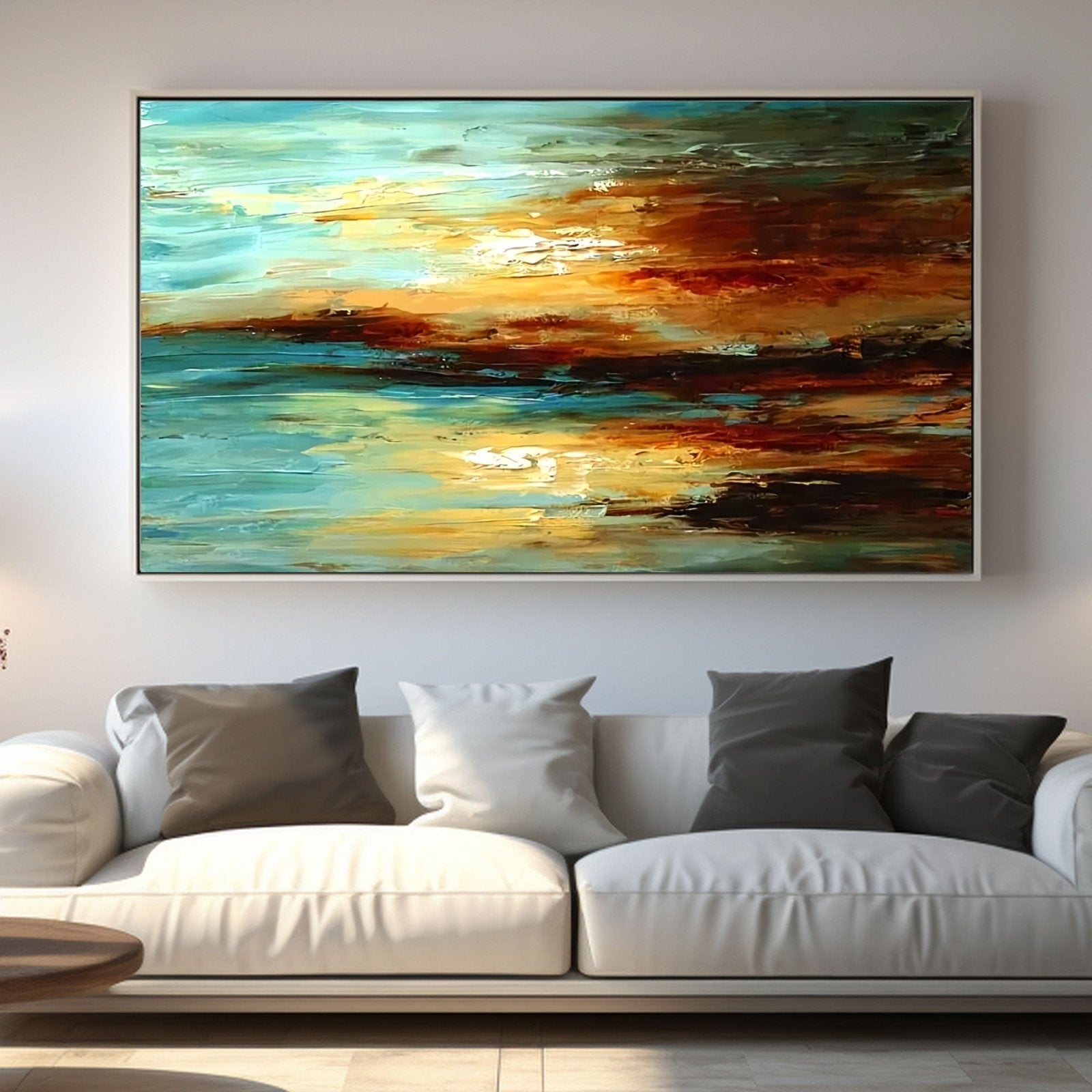 Abstract Plaster Wall Art "Sun - Kissed Horizon" - nukeart