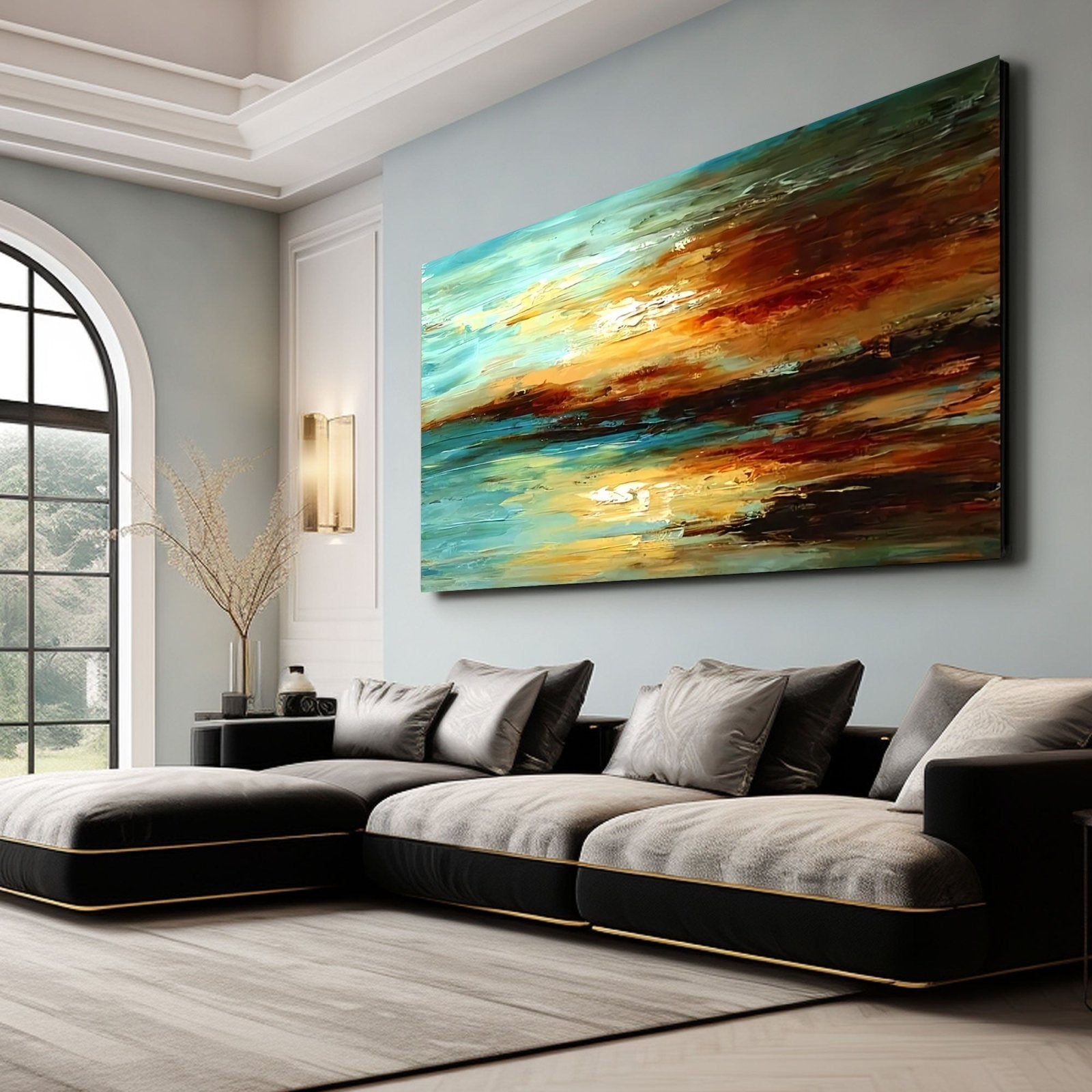 Abstract Plaster Wall Art "Sun - Kissed Horizon" - nukeart