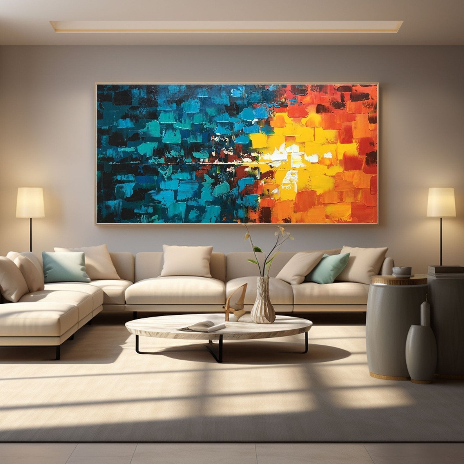 Abstract Plaster Wall Art "Sunset Symphony" - nukeart