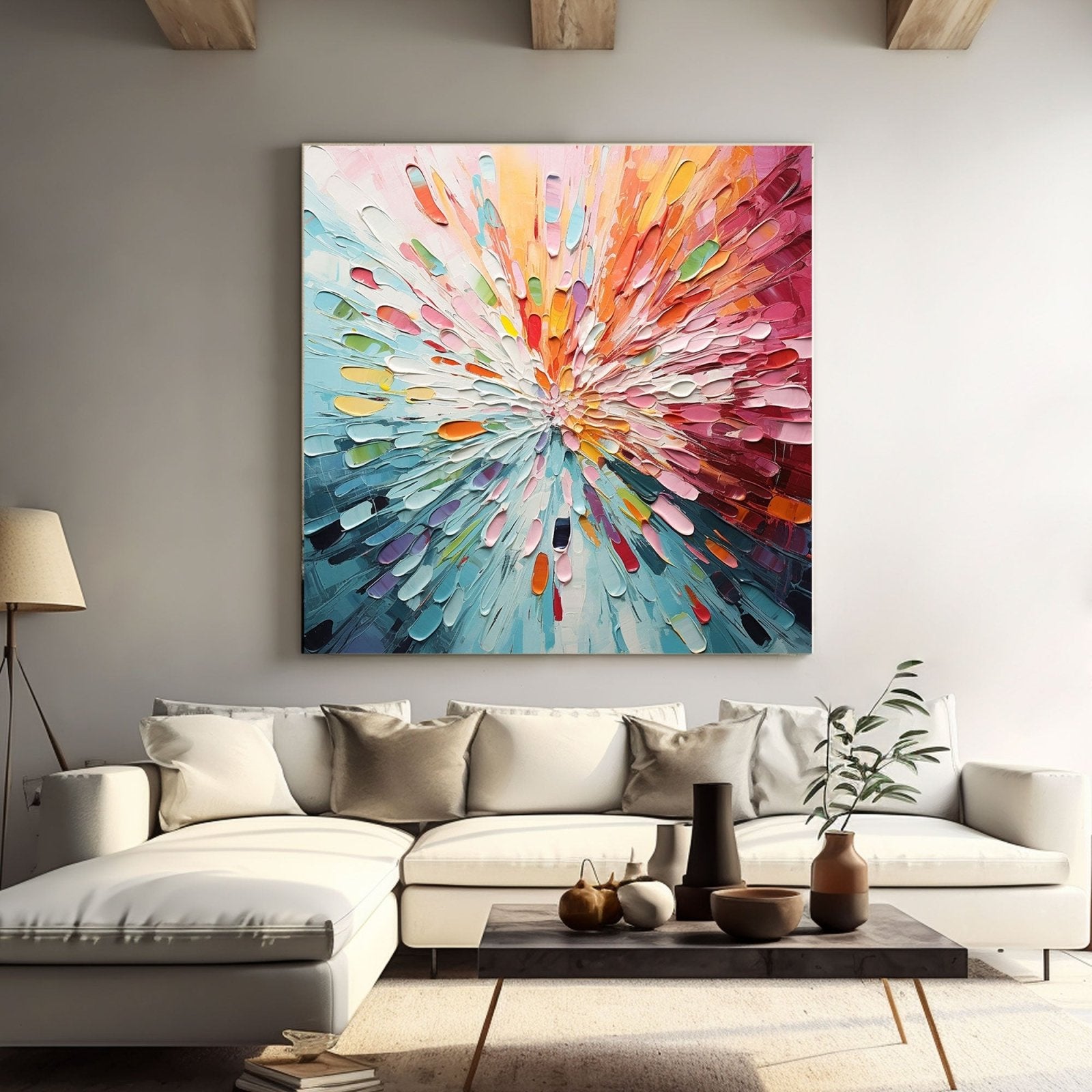 Abstract Textured Painting "Radiant Bloom" - nukeart