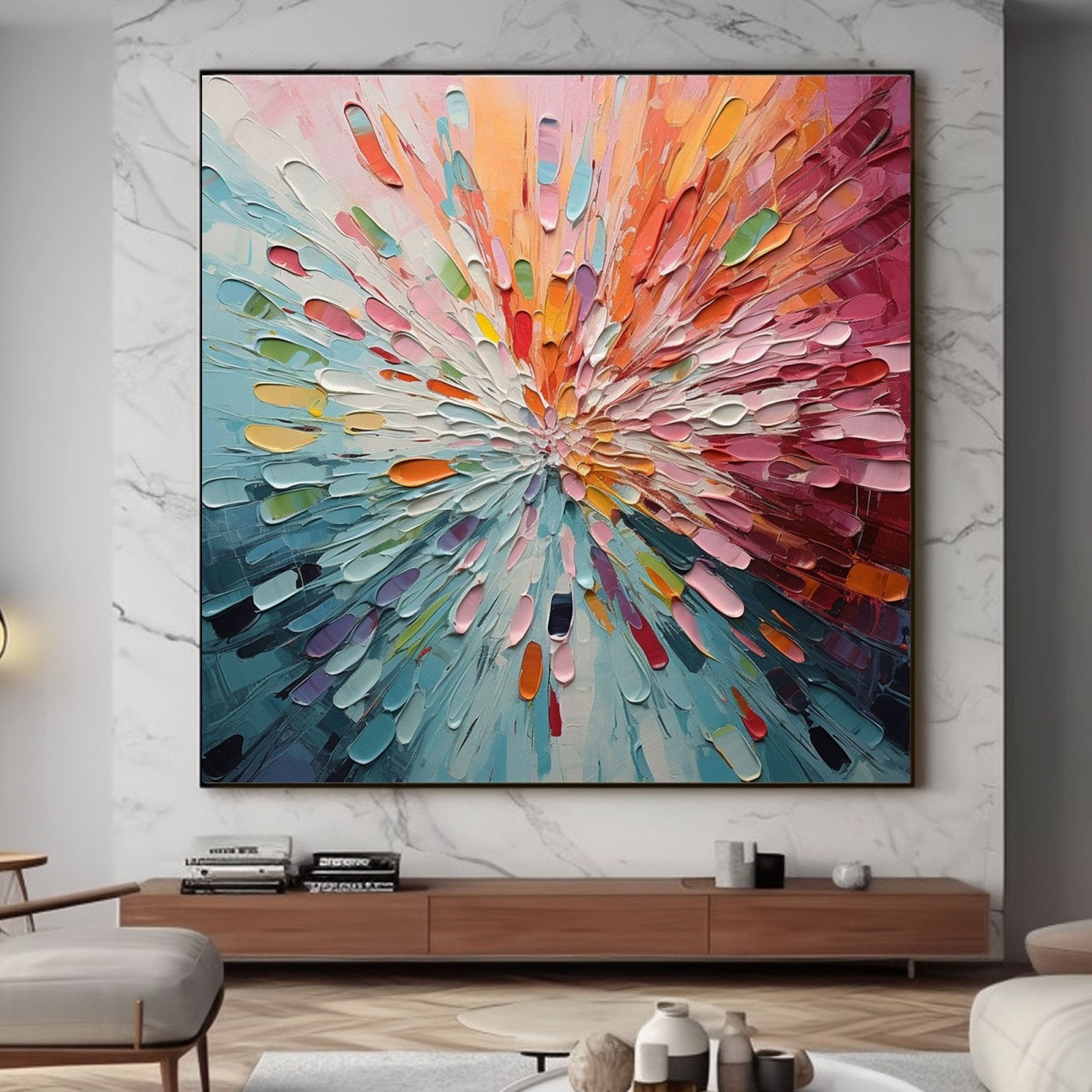 Abstract Textured Painting "Radiant Bloom" - nukeart