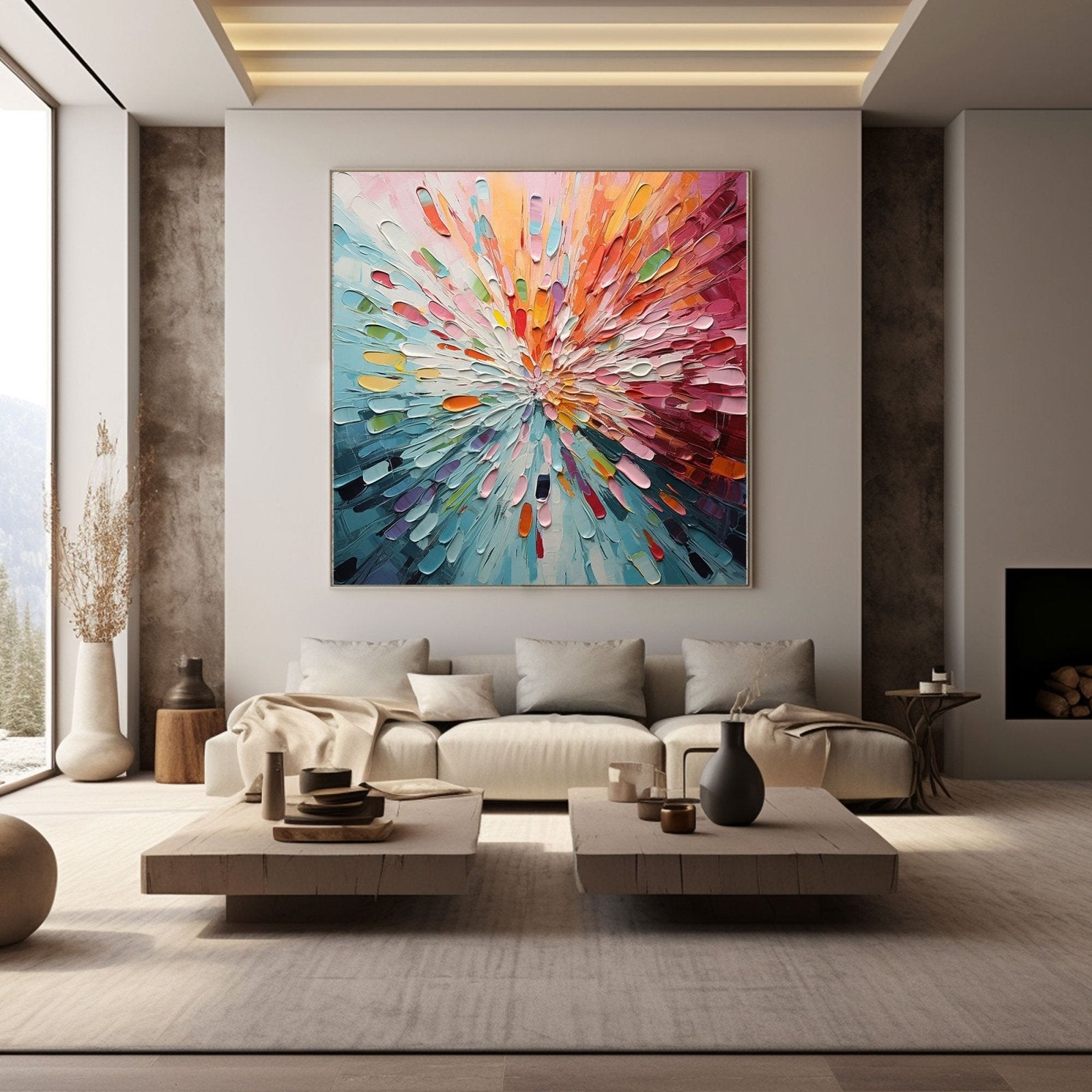 Abstract Textured Painting "Radiant Bloom" - nukeart