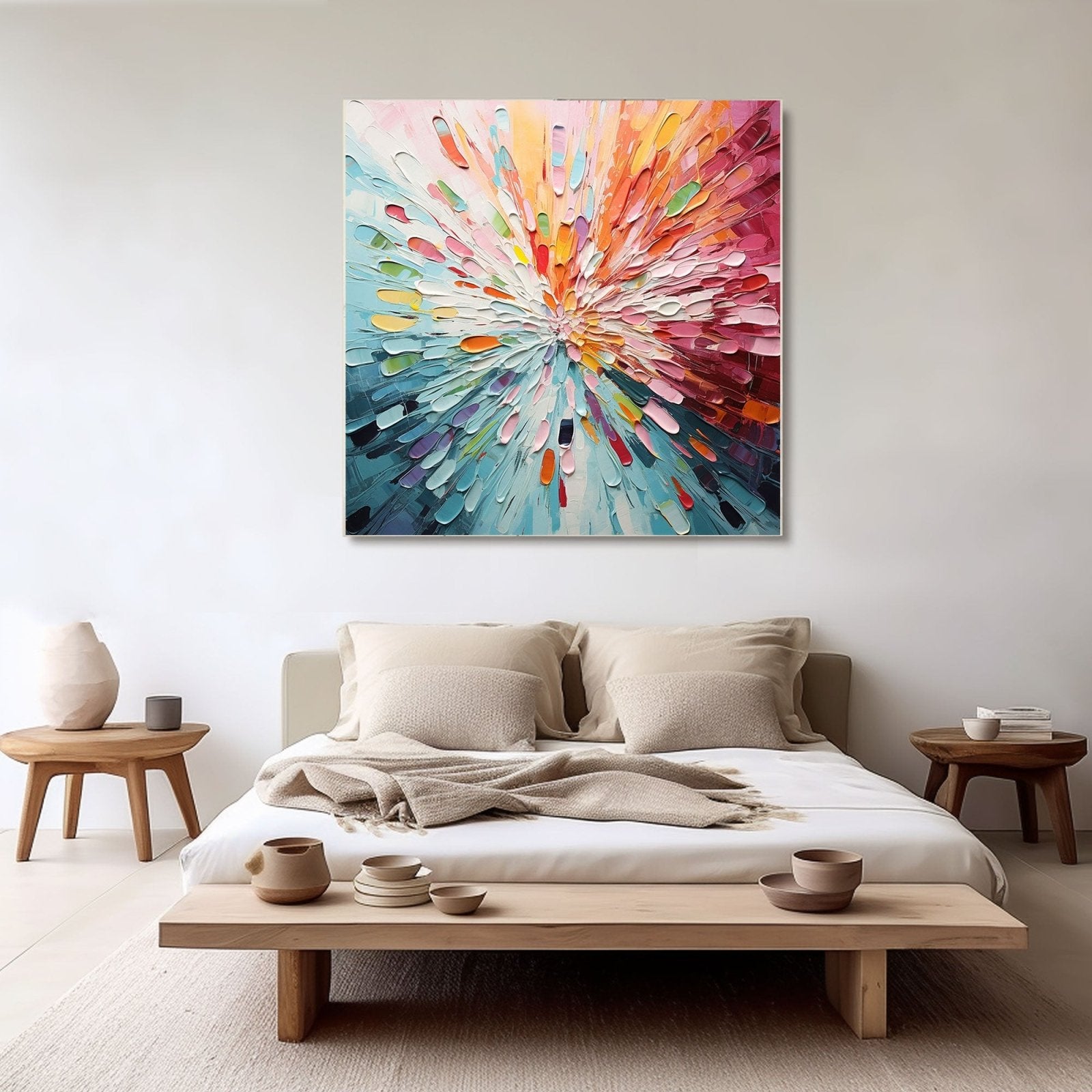 Abstract Textured Painting "Radiant Bloom" - nukeart