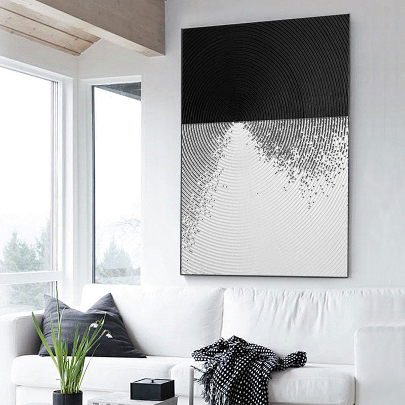 Pintura abstracta en blanco y negro Pintura de arte minimalista moderno "Inmersión"