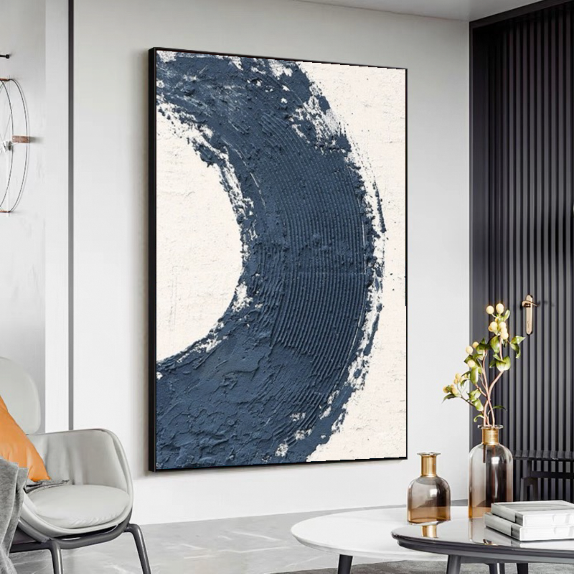 Textured Blue Abstract Painting "Abyss"