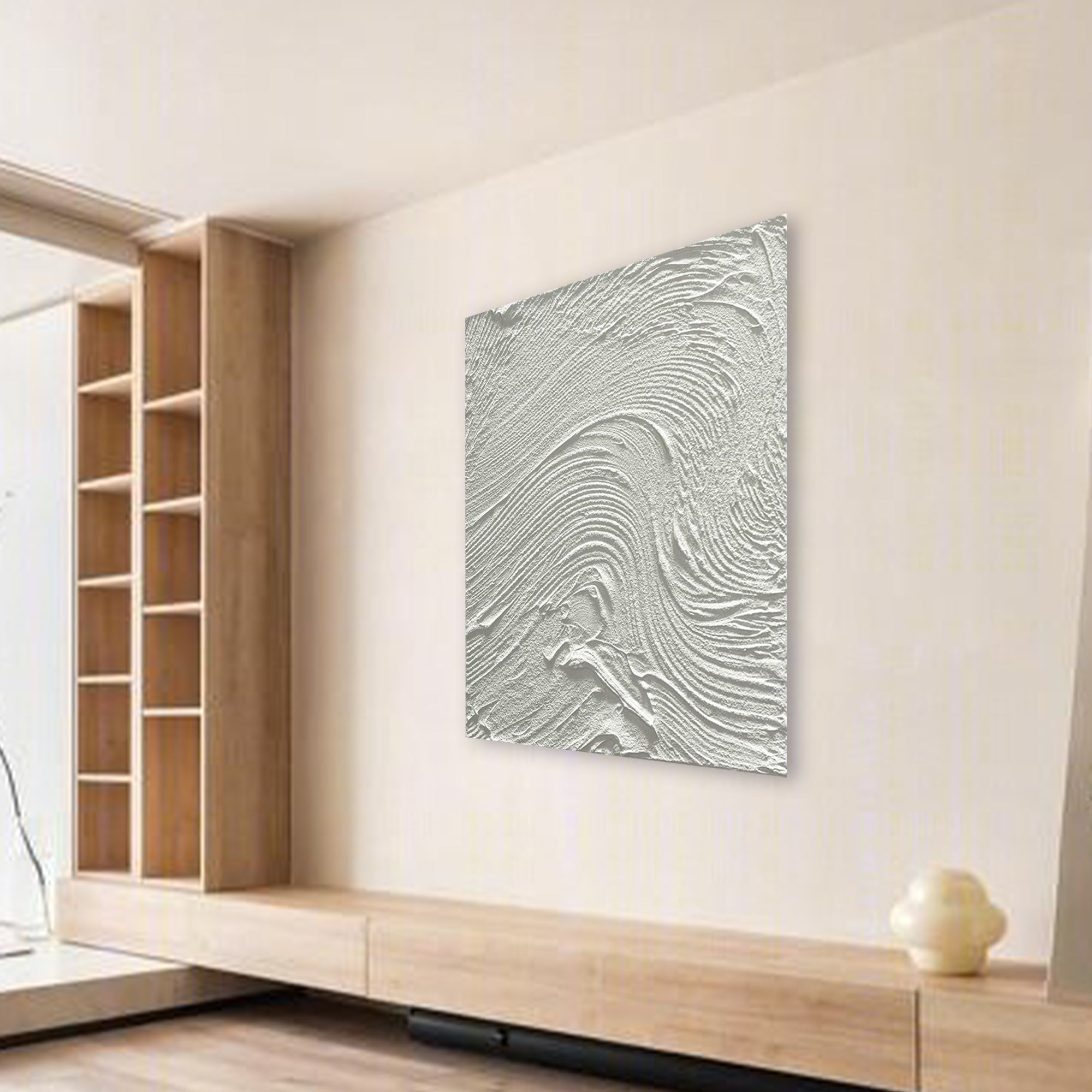 Art mural minimaliste blanc « Twirl »