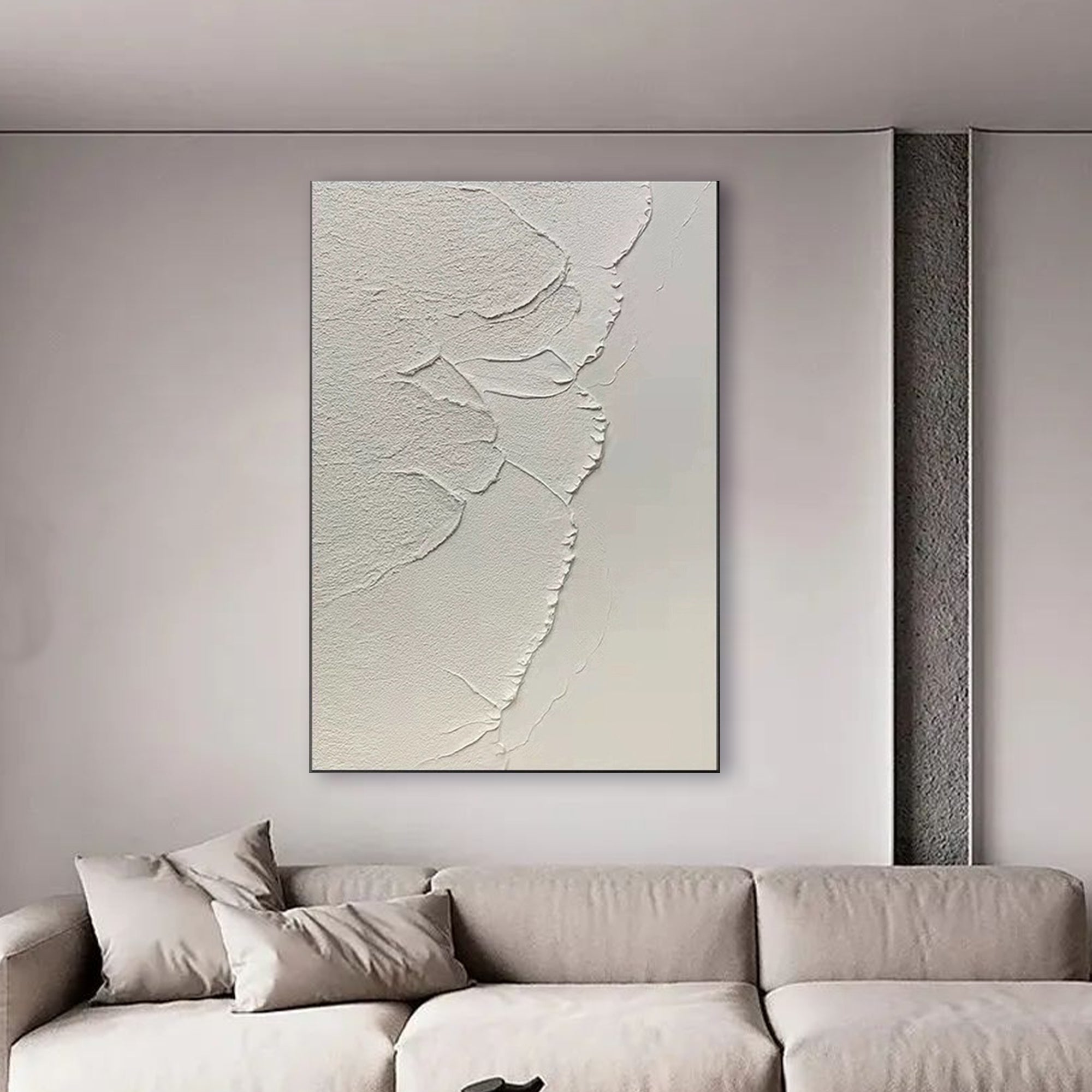 White Textured Minimalist Art "Wavecrest"