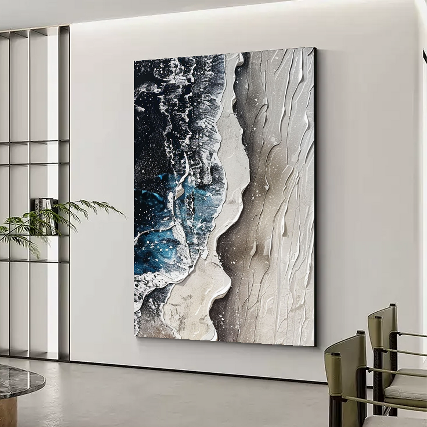 3D Textured Abstract Painting "Moonlit Shores"