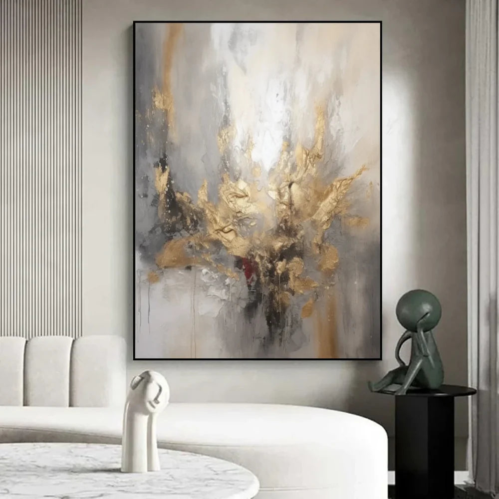 Gold Abstract Wall Art "Radiant Core Eruption"