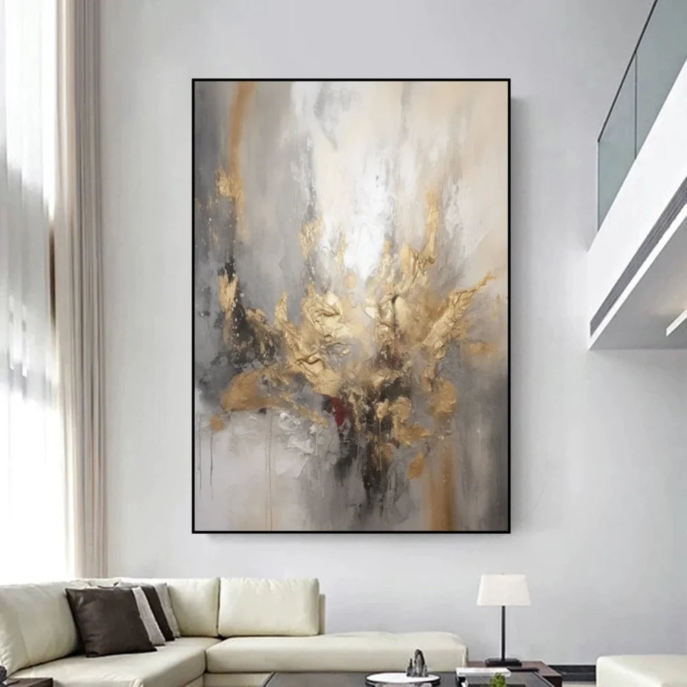 Gold Abstract Wall Art "Radiant Core Eruption"
