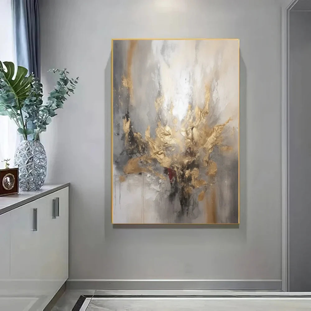 Gold Abstract Wall Art "Radiant Core Eruption"