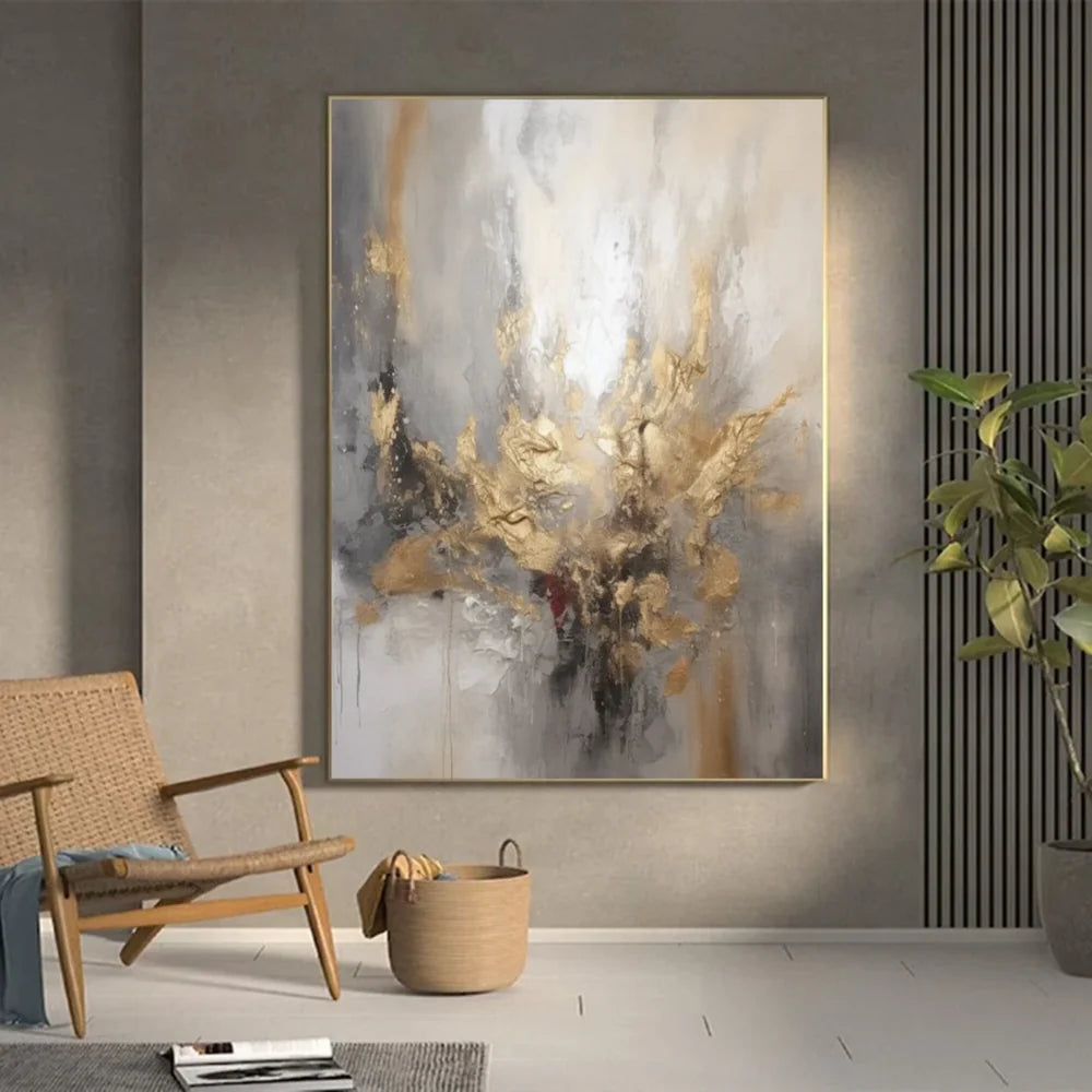Gold Abstract Wall Art "Radiant Core Eruption"