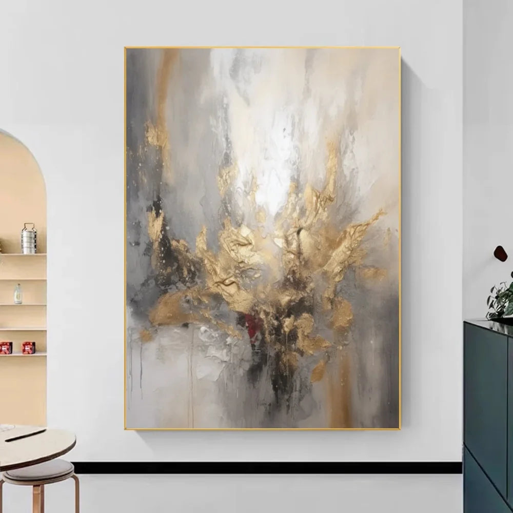 Gold Abstract Wall Art "Radiant Core Eruption"