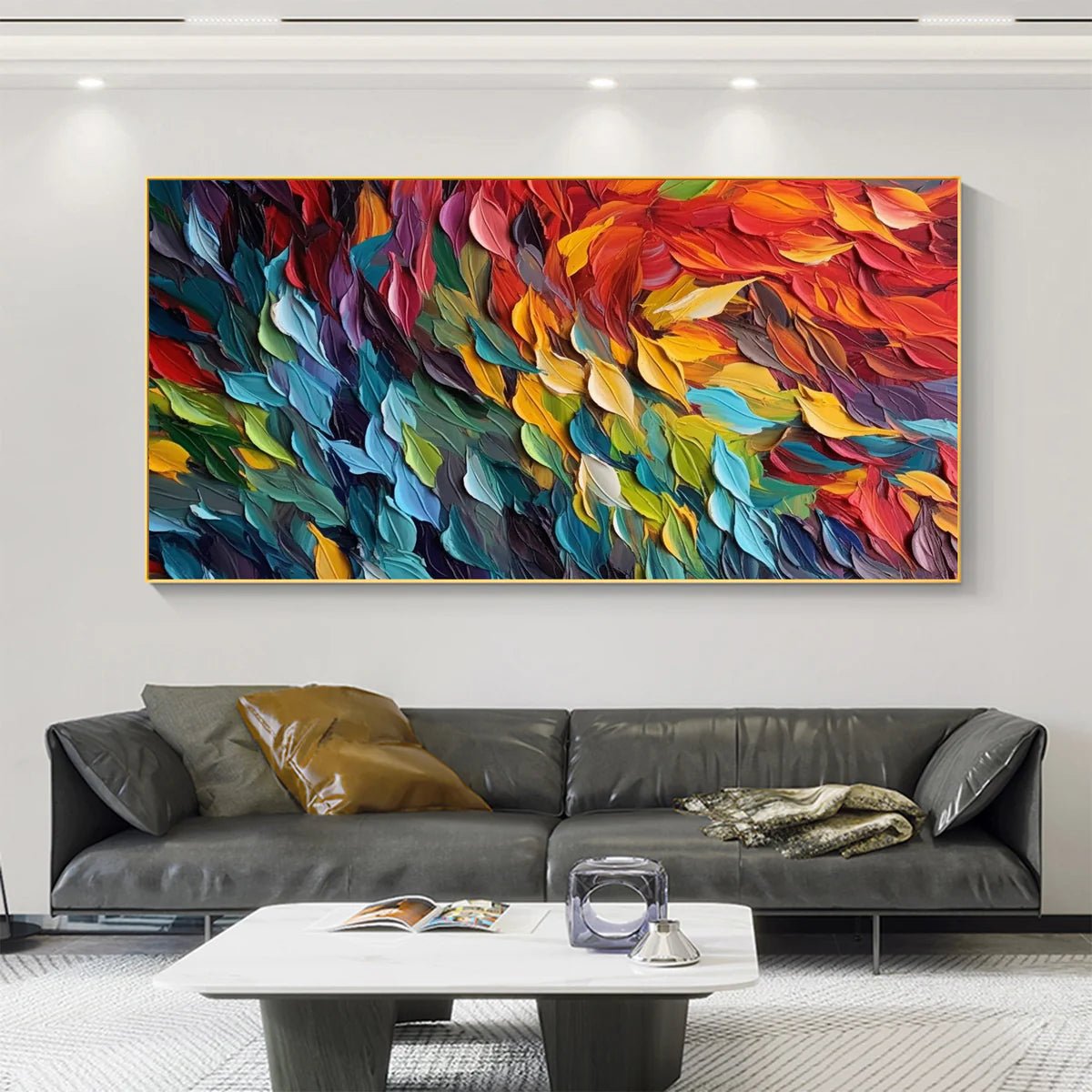 Colorful Textured Abstract Wall Art "Chromatic Flow Burst" - nukeart