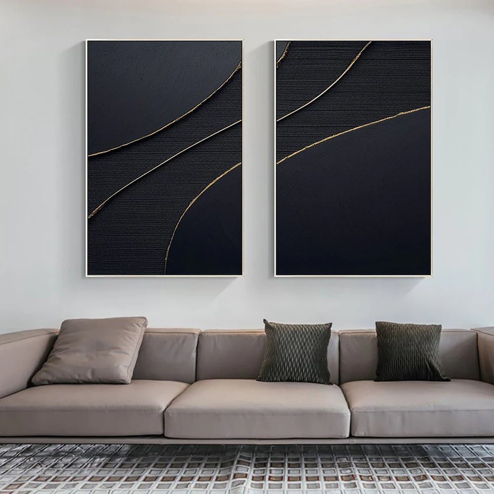 Minimalist Wall Art Set of 2 "Silent Arc Balance" - nukeart