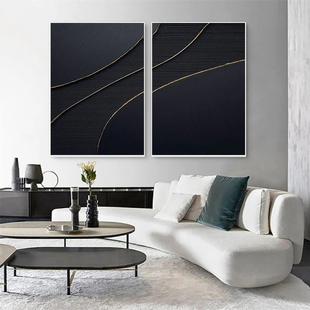 Minimalist Wall Art Set of 2 "Silent Arc Balance" - nukeart