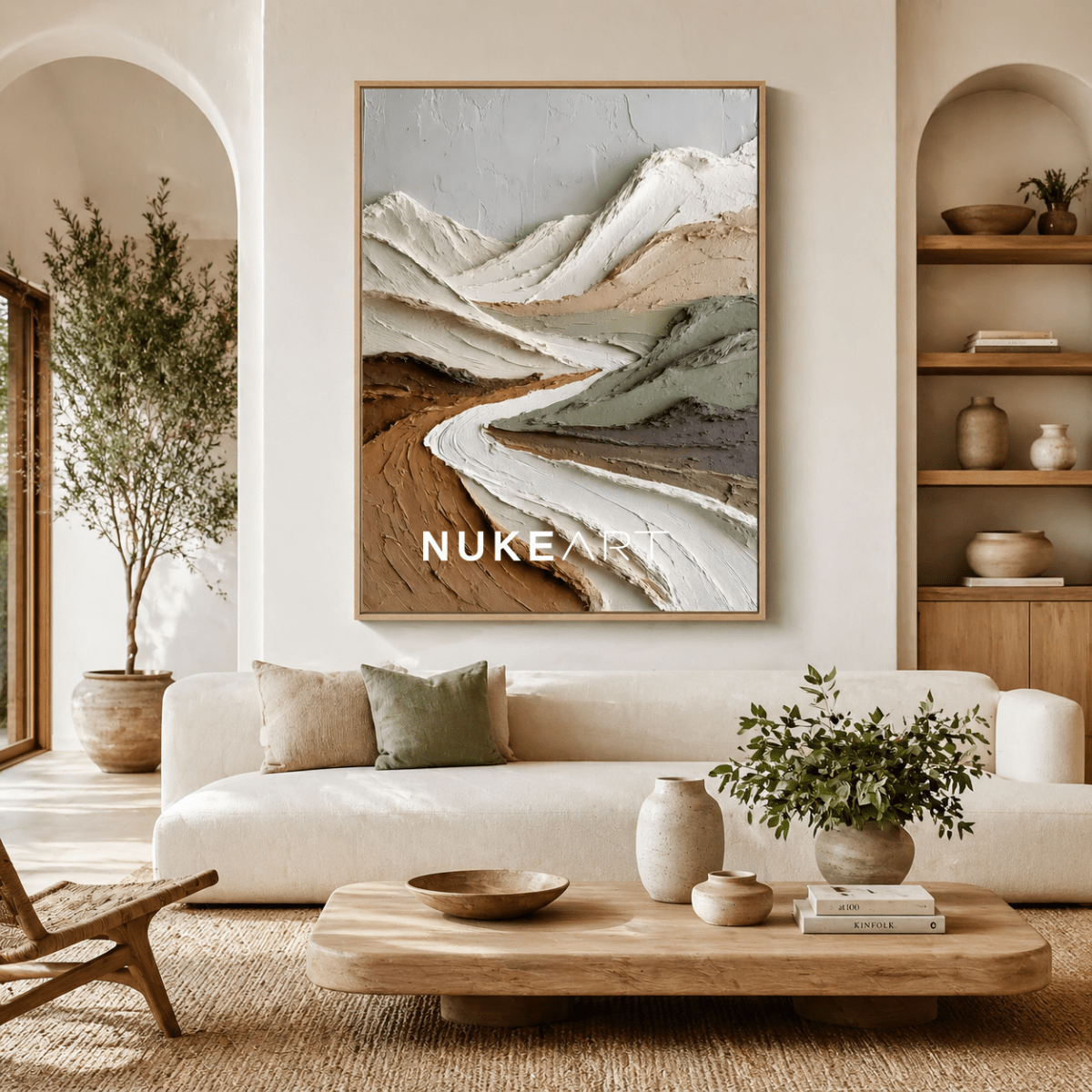 Textured Mountain Landscape Wall Art “Silent Valley Flow” - nukeart