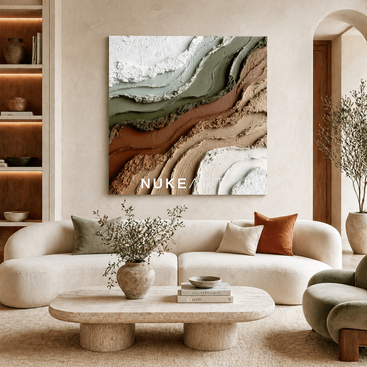 Textured Earth Tone Wall Art “River of Stillness” - nukeart