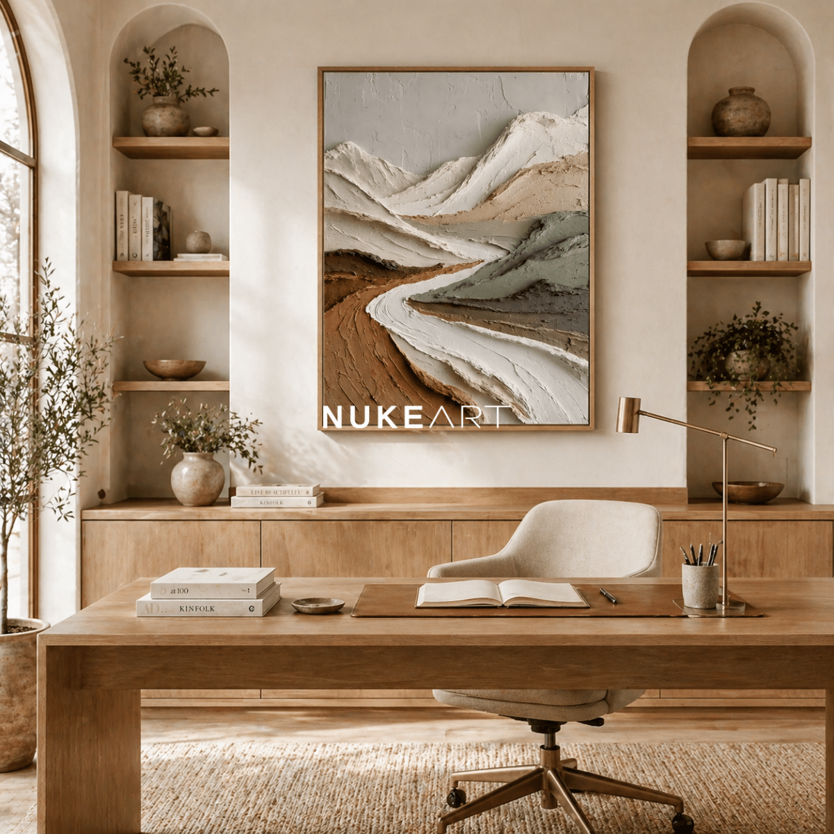 Textured Mountain Landscape Wall Art “Silent Valley Flow” - nukeart