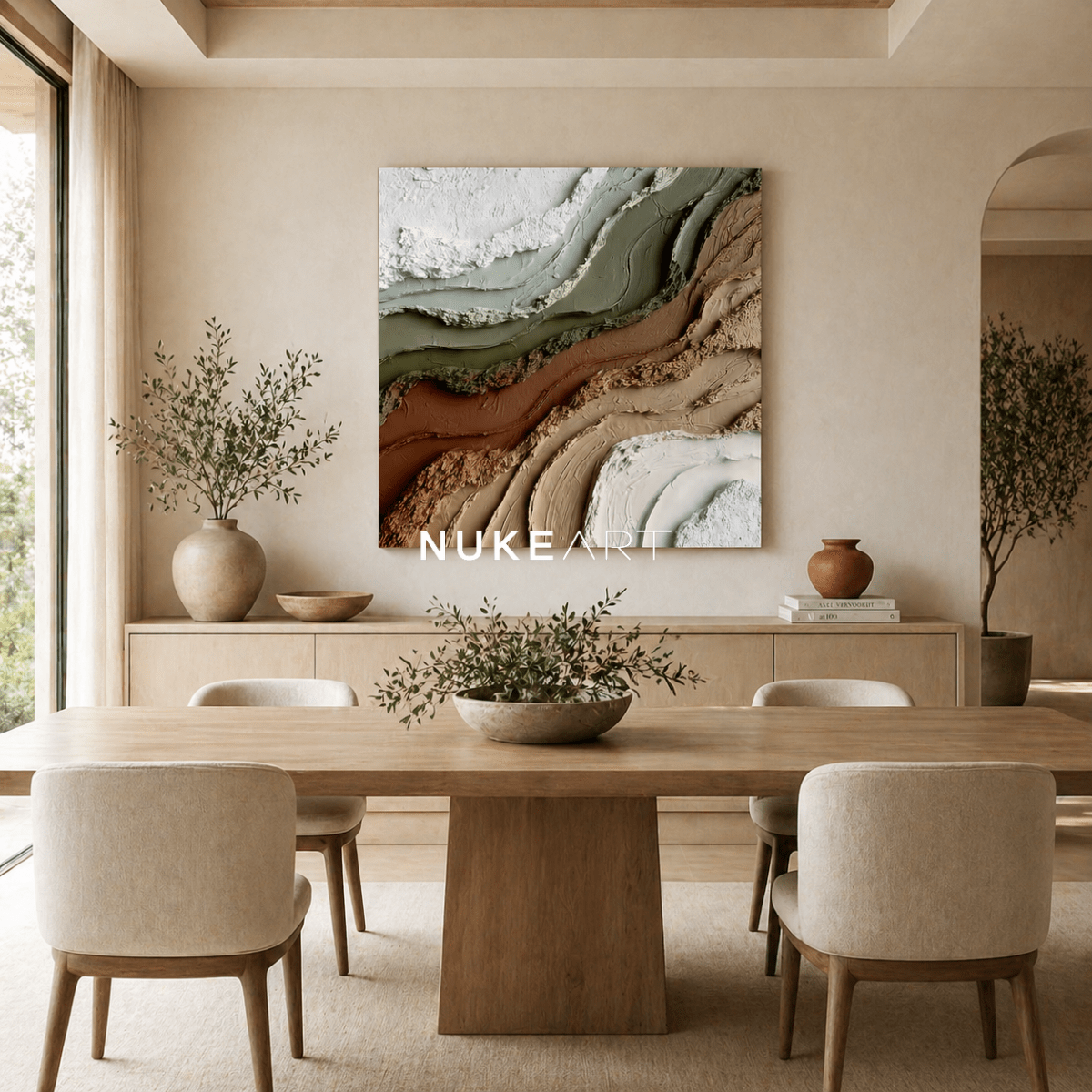 Textured Earth Tone Wall Art “River of Stillness” - nukeart