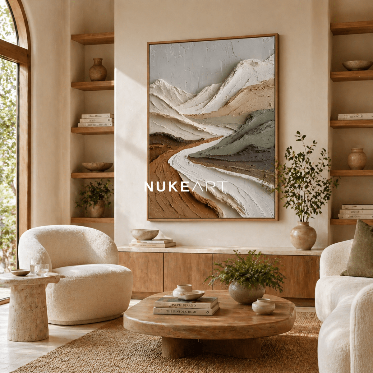 Textured Mountain Landscape Wall Art “Silent Valley Flow” - nukeart