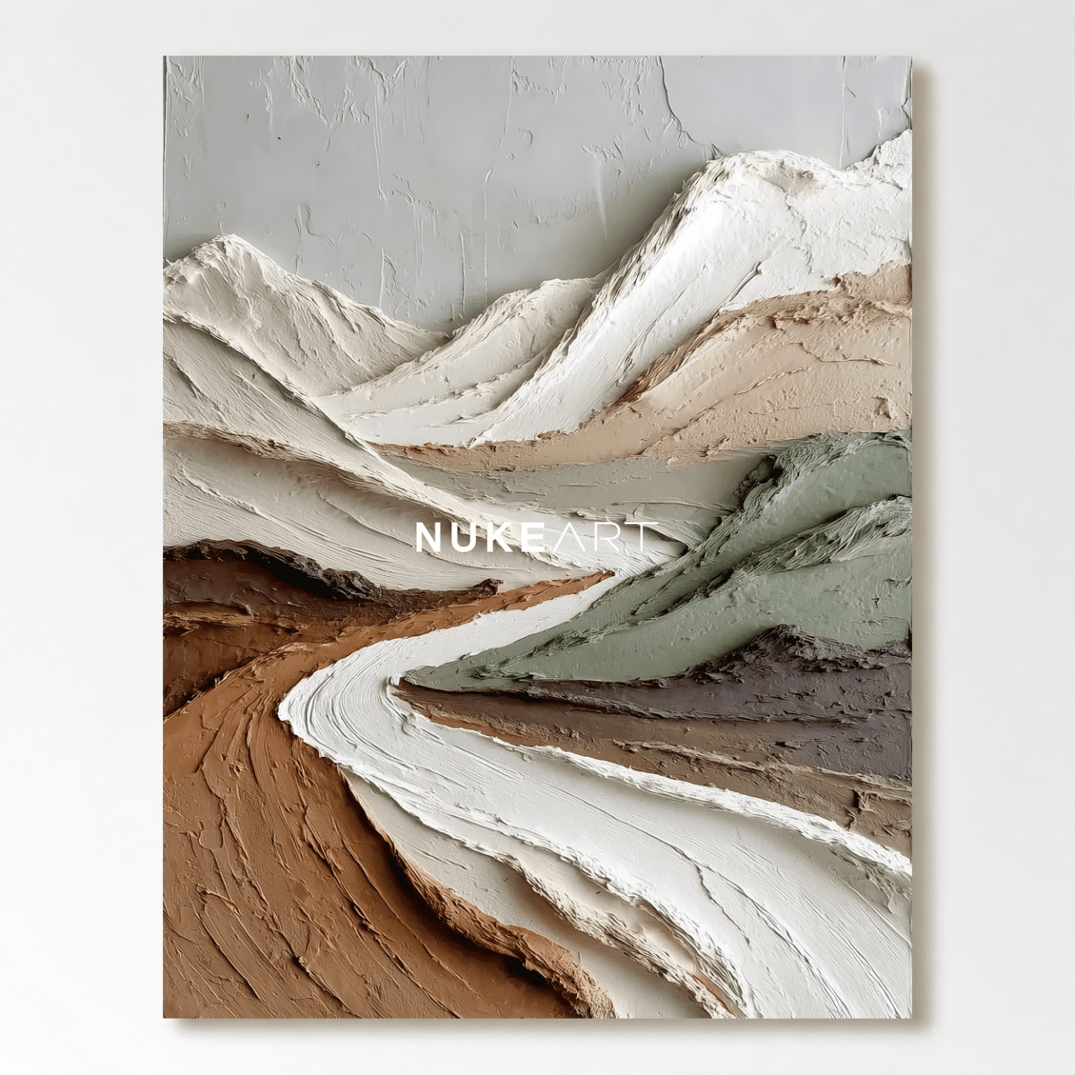 Textured Mountain Landscape Wall Art “Silent Valley Flow” - nukeart