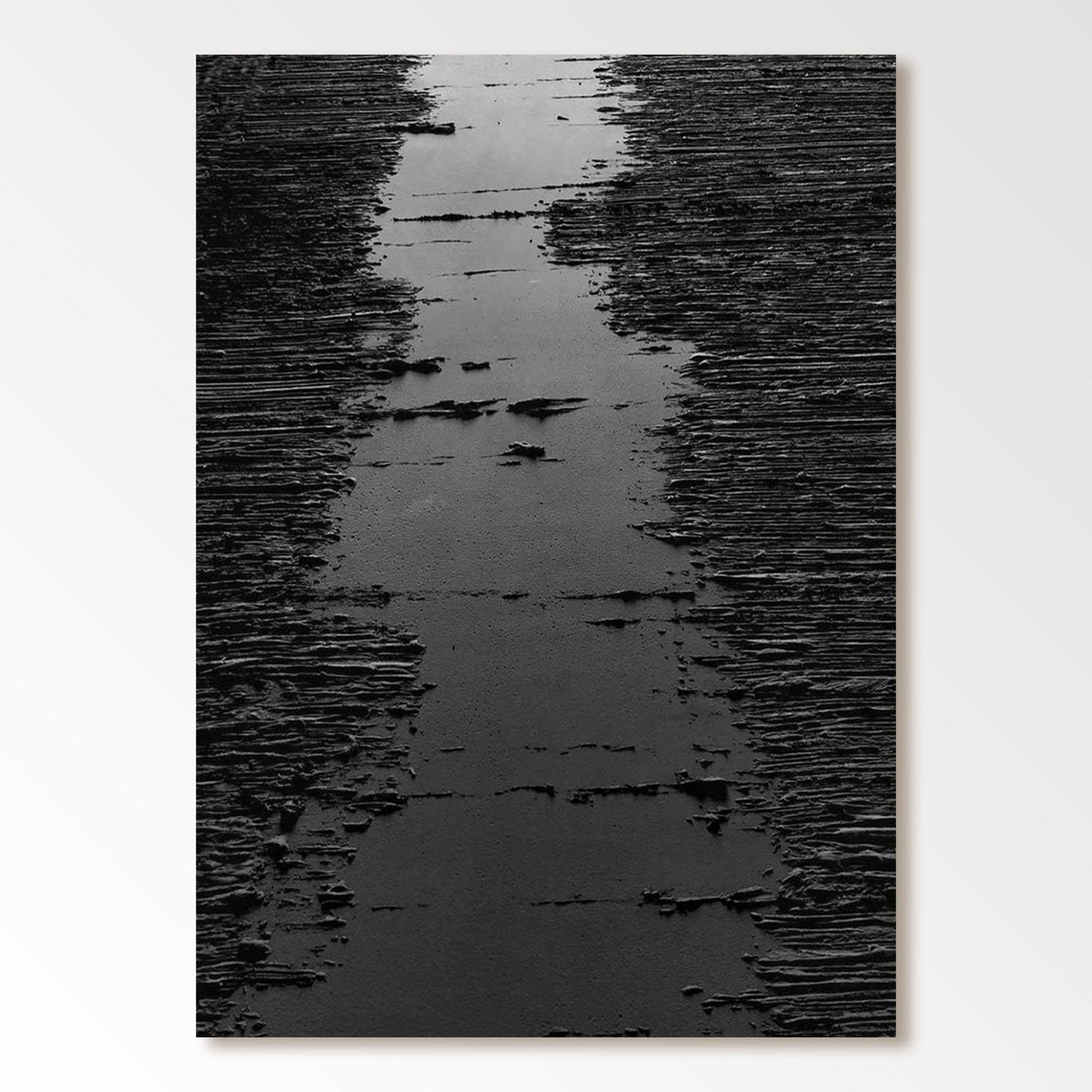 Minimalist Black Oil Painting "Midnight Path" - nukeart