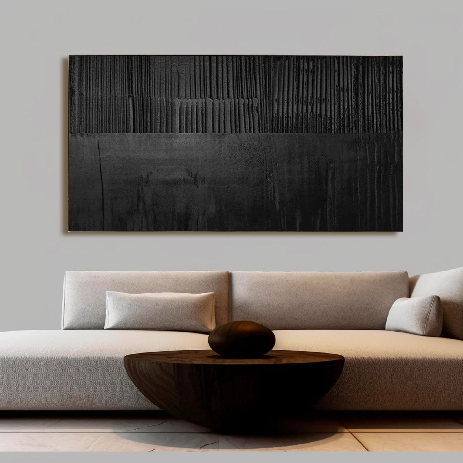 Minimalist Plaster Painting "Nocturne Veil" - nukeart