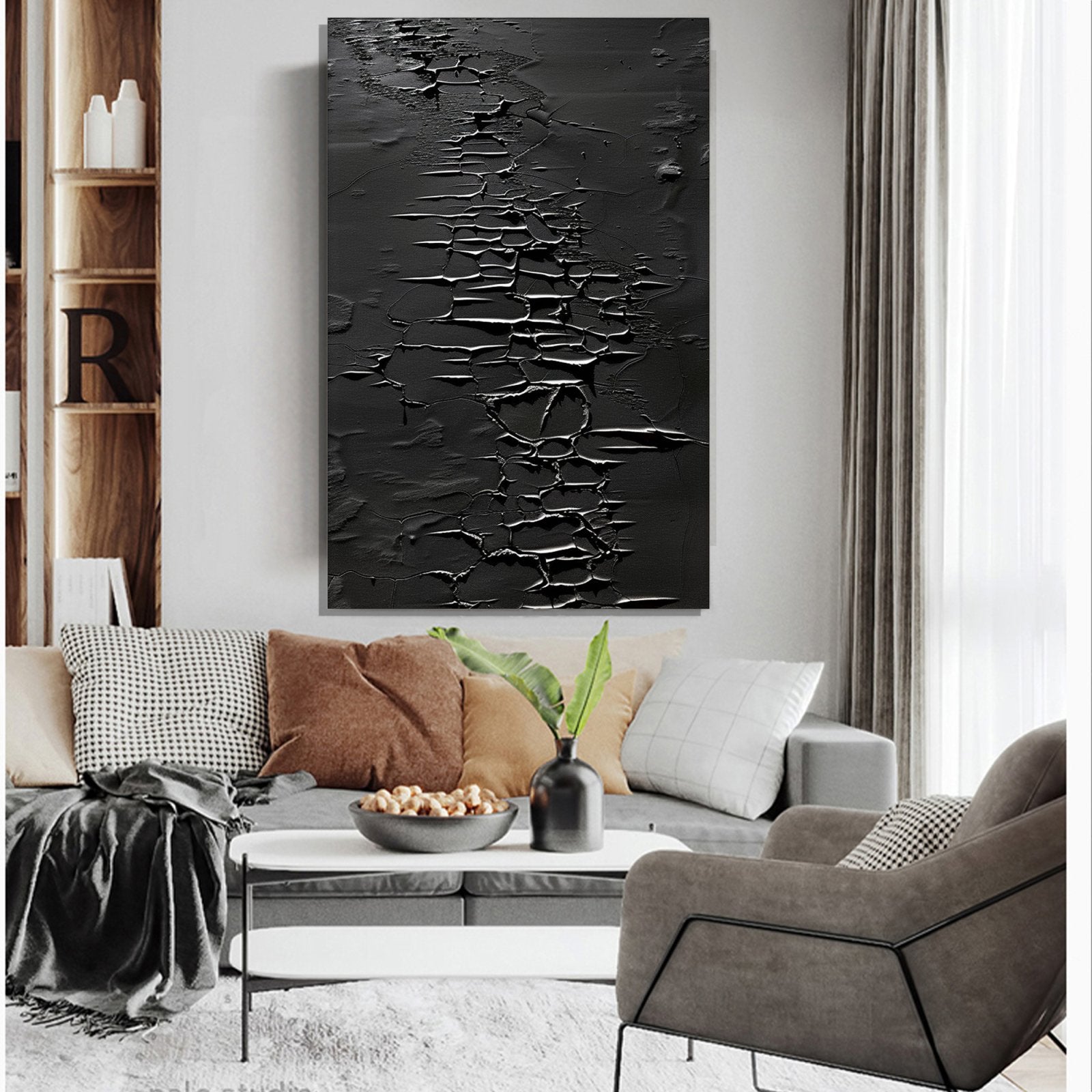 Minimalist Plaster Painting "Whispers of the Night" - nukeart